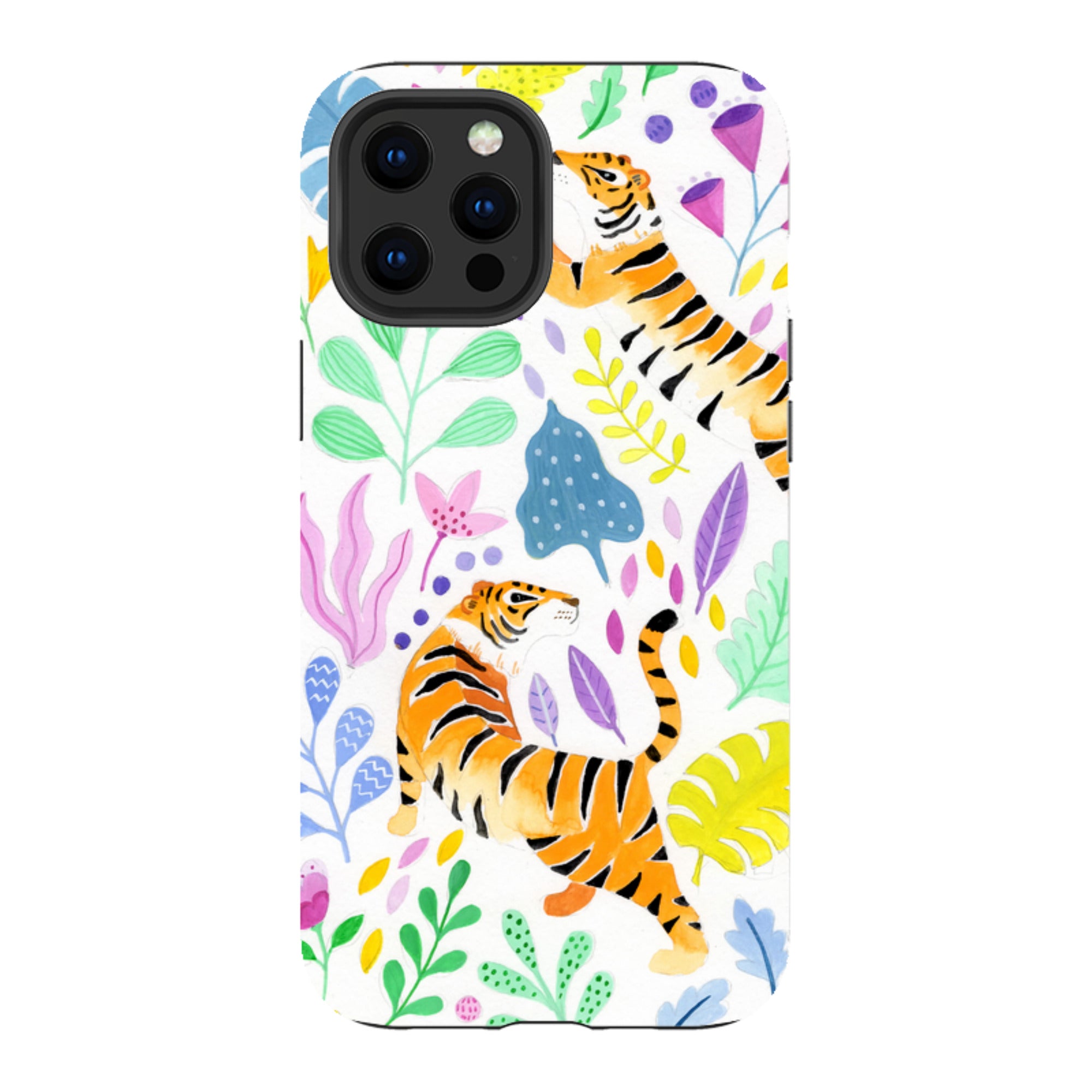 iPhone Tough Case - Tigers And Flowers By Bex Parkin