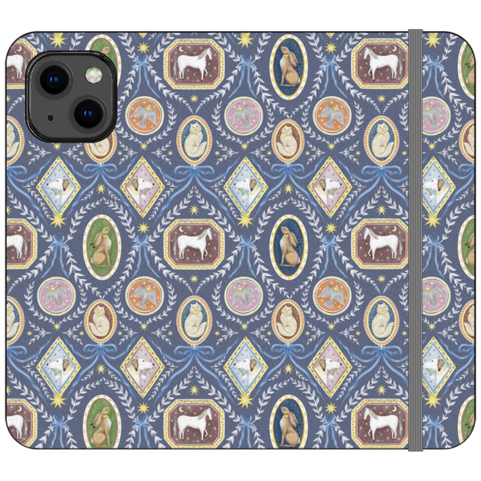 Charleston Dusk Blue Wallet Case By Catherine Rowe