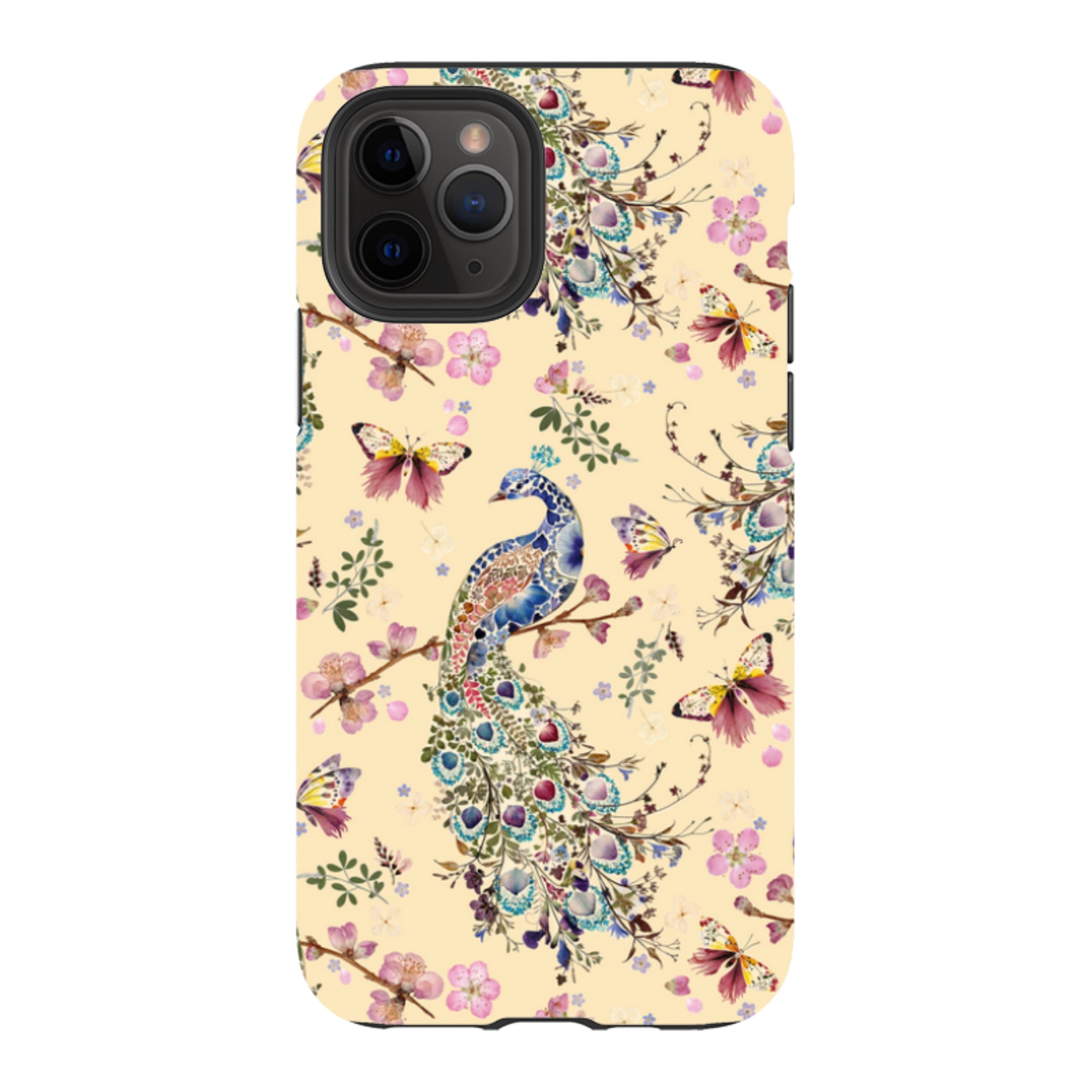 iPhone Tough Case - Peacock and Cherry Blossoms Lilly By Helen Ahpornsiri