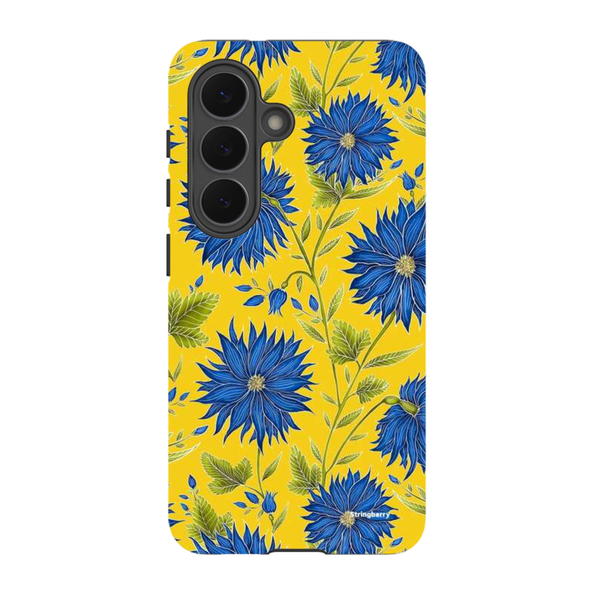 Samsung Tough Case - Blue Flowers Yellow By Catherine Rowe