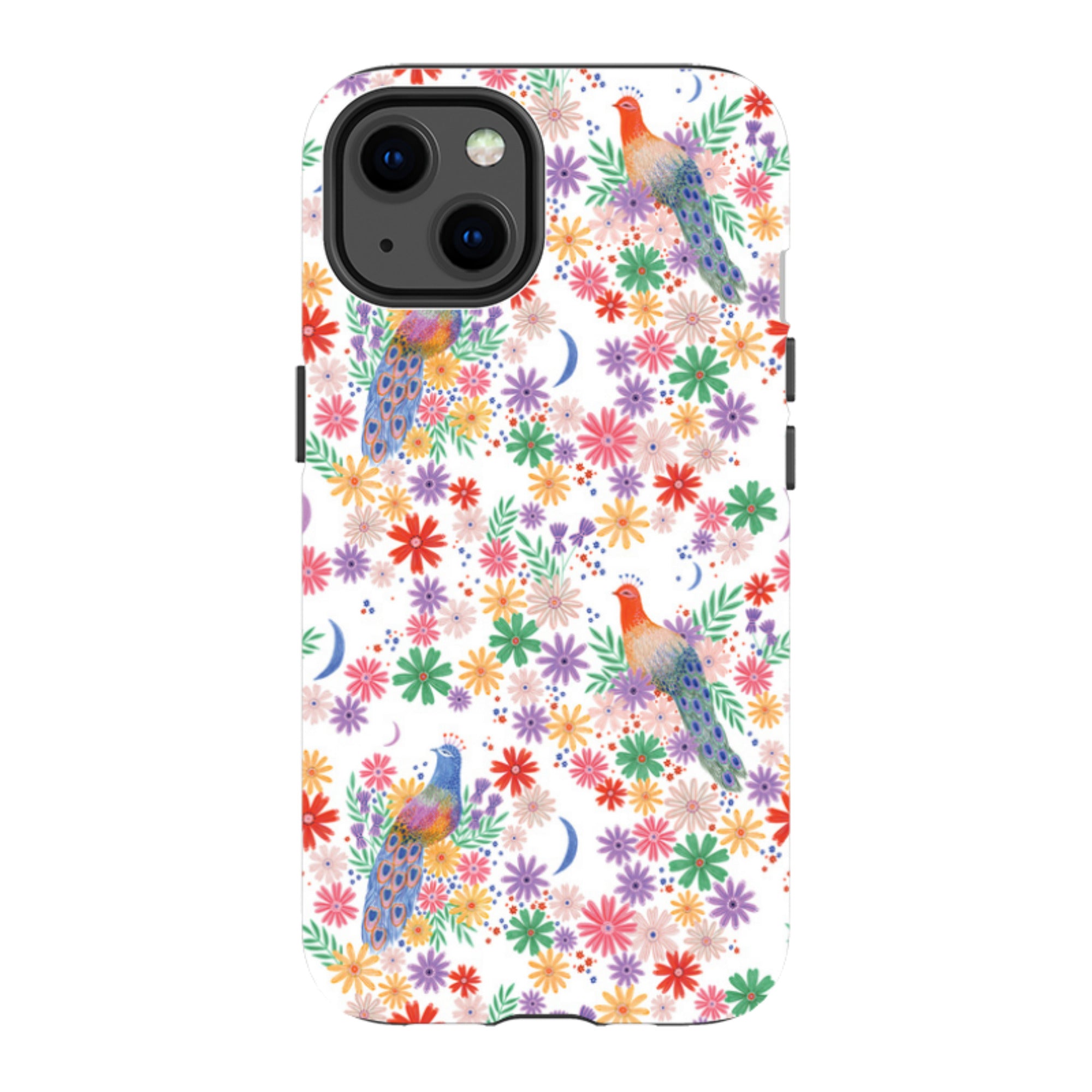 iPhone Tough Case - Peacock Pattern White By Lee Foster Wilson