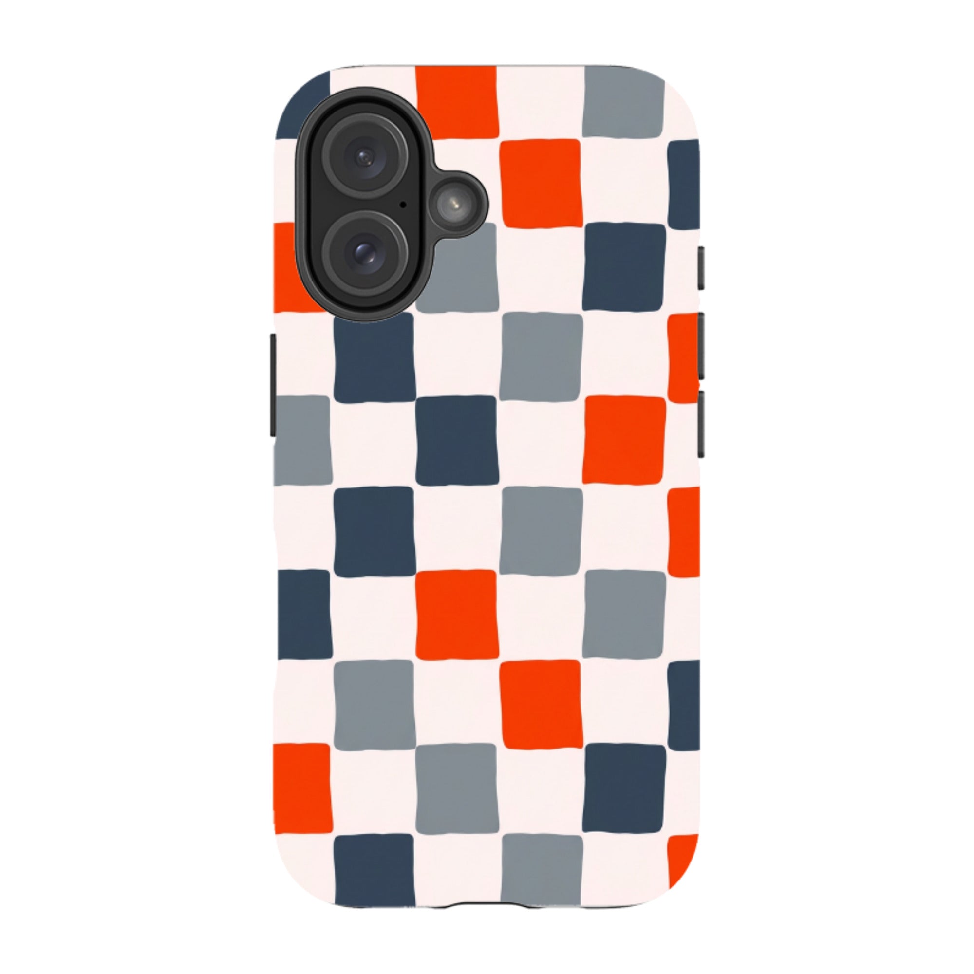 iPhone MagSafe Tough Case - Orange & Navy Checkerboard
