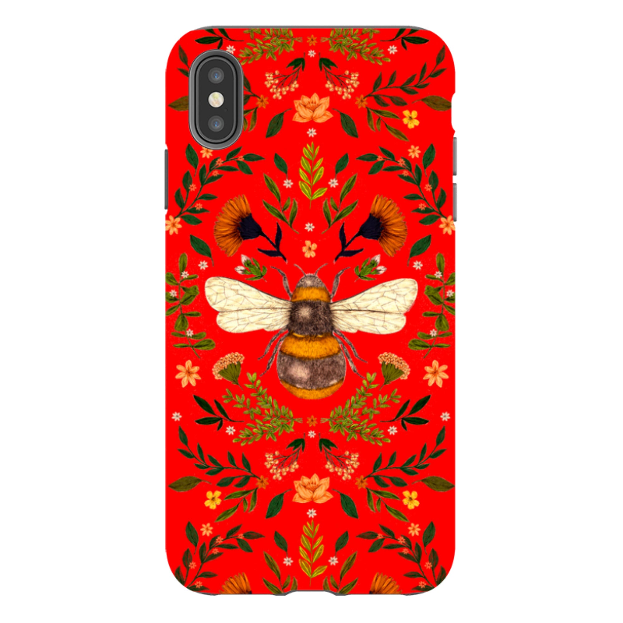 iPhone Tough Case - Botanical Bee Red By Jade Mosinski
