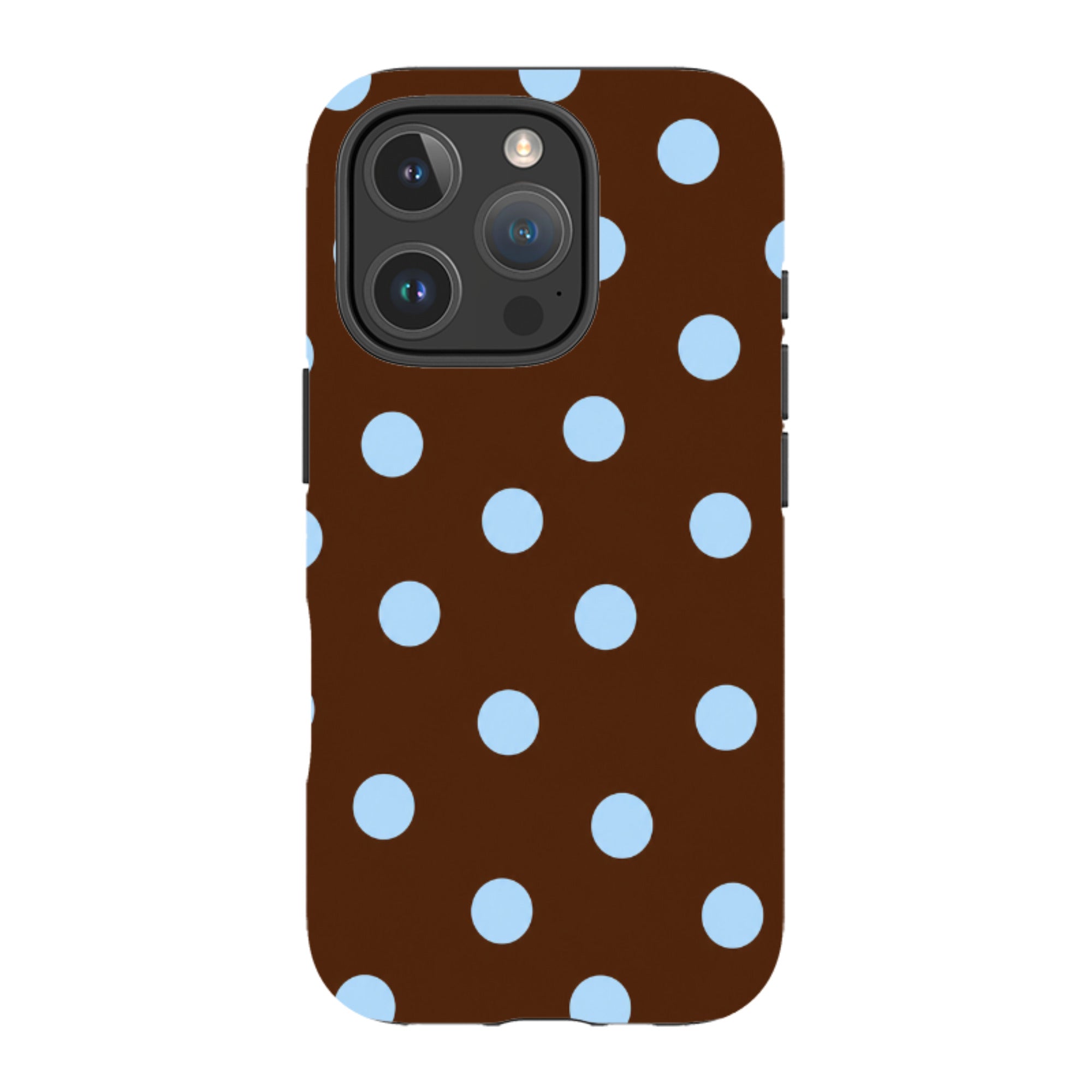 iPhone MagSafe Tough Case - Chocolate Brown & Baby Blue Polka Dot
