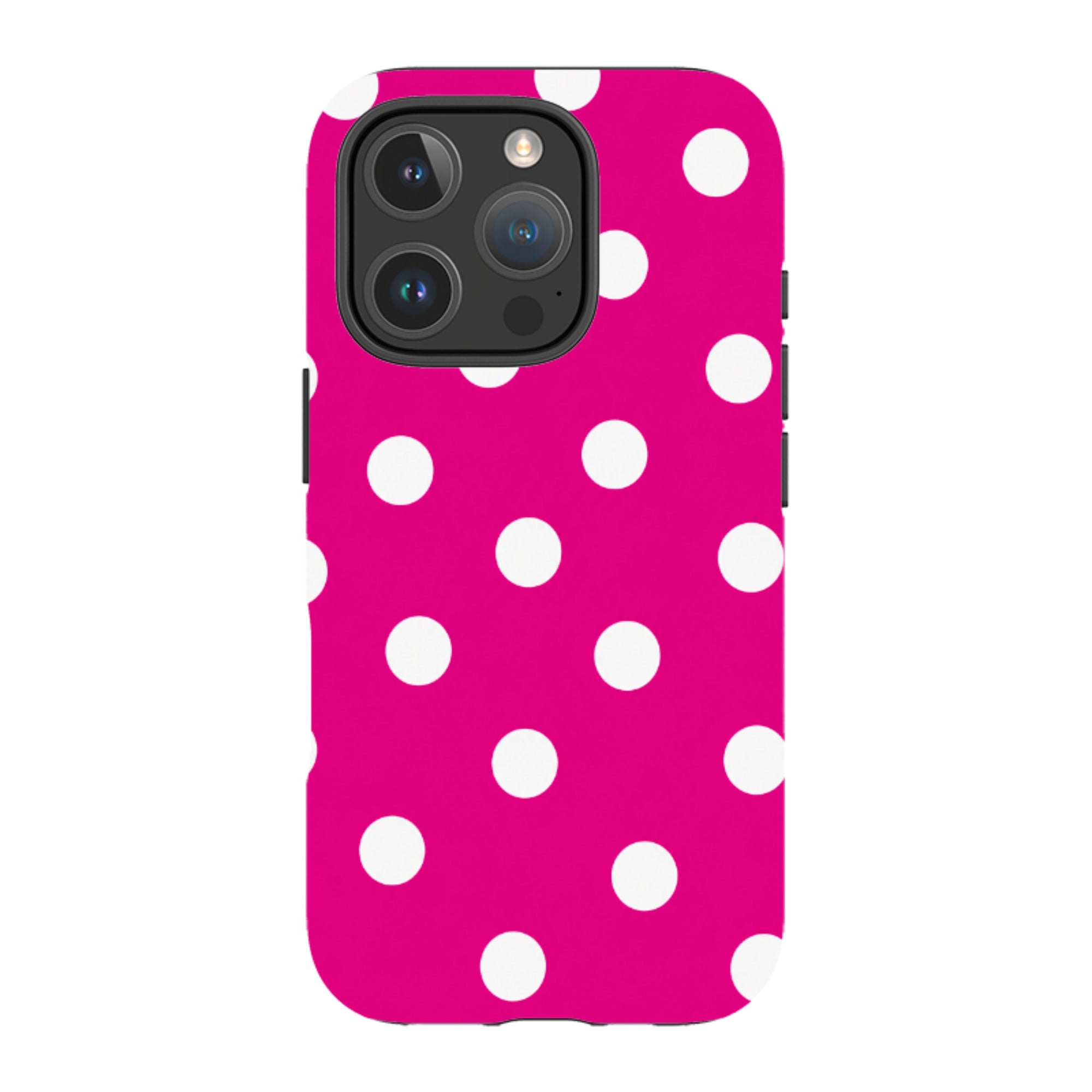 iPhone Tough Case - Hot Pink & White Polka Dot