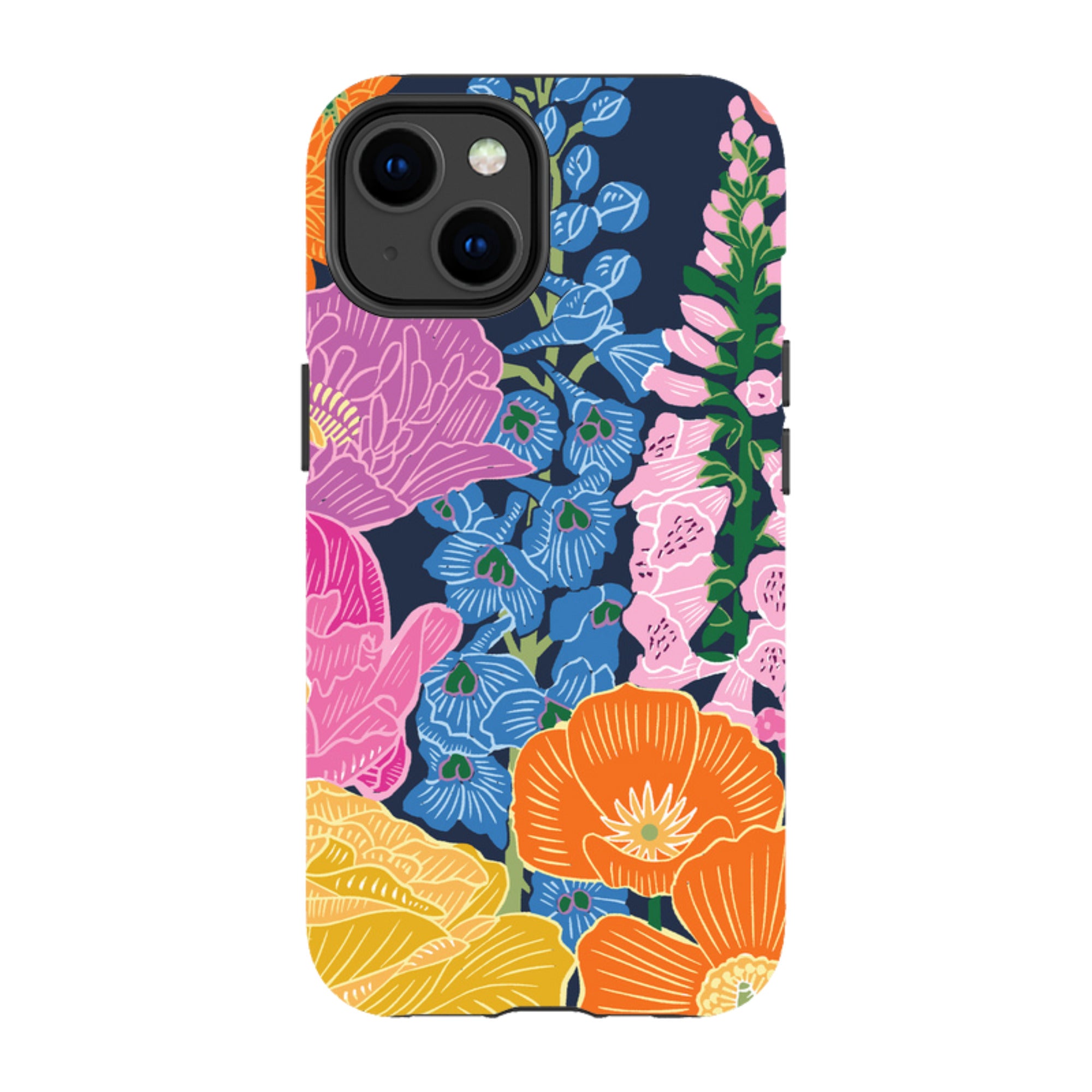 iPhone Tough Case - Flower Garden Navy By kate Heiss