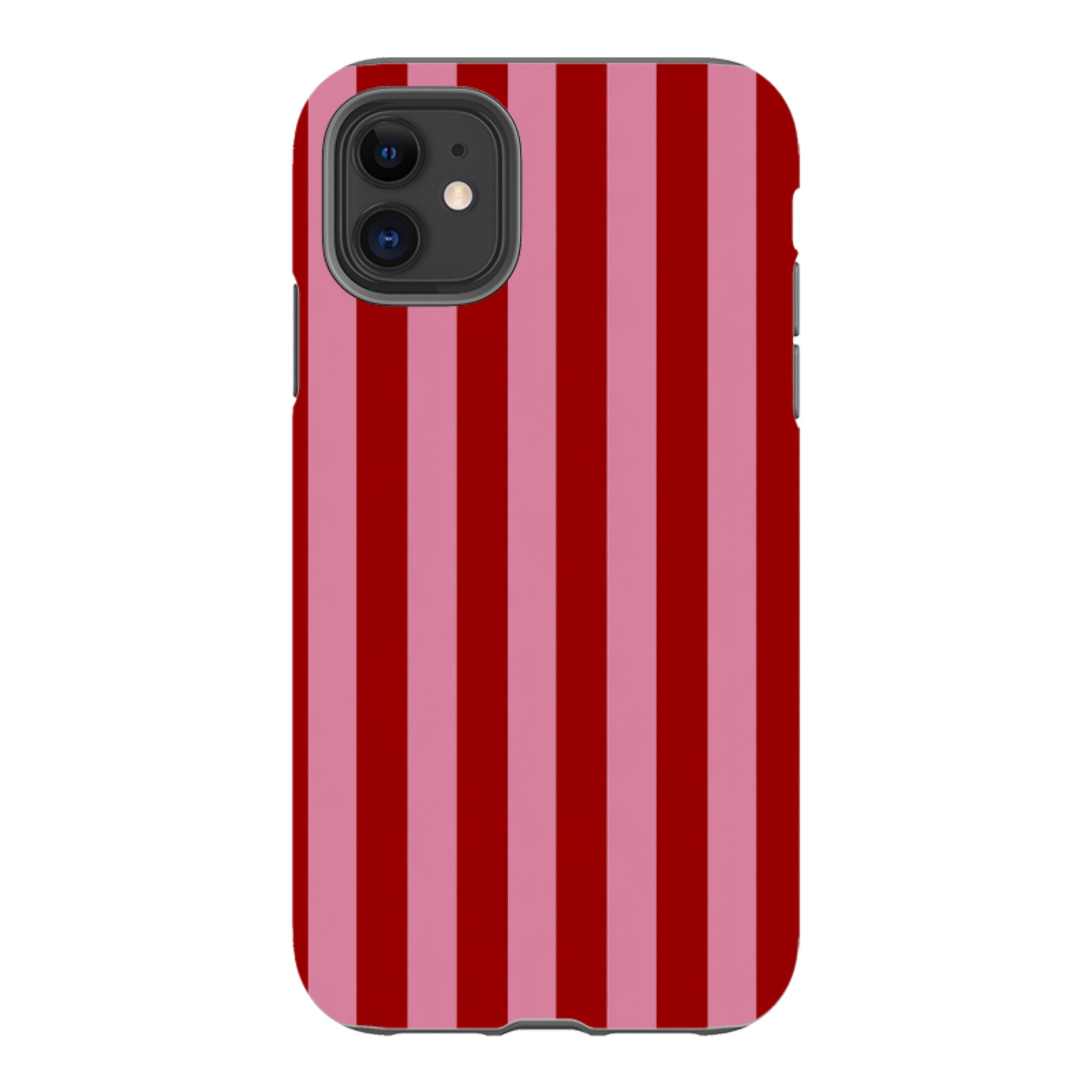 iPhone Tough Case - Burgundy & Pink Stripe