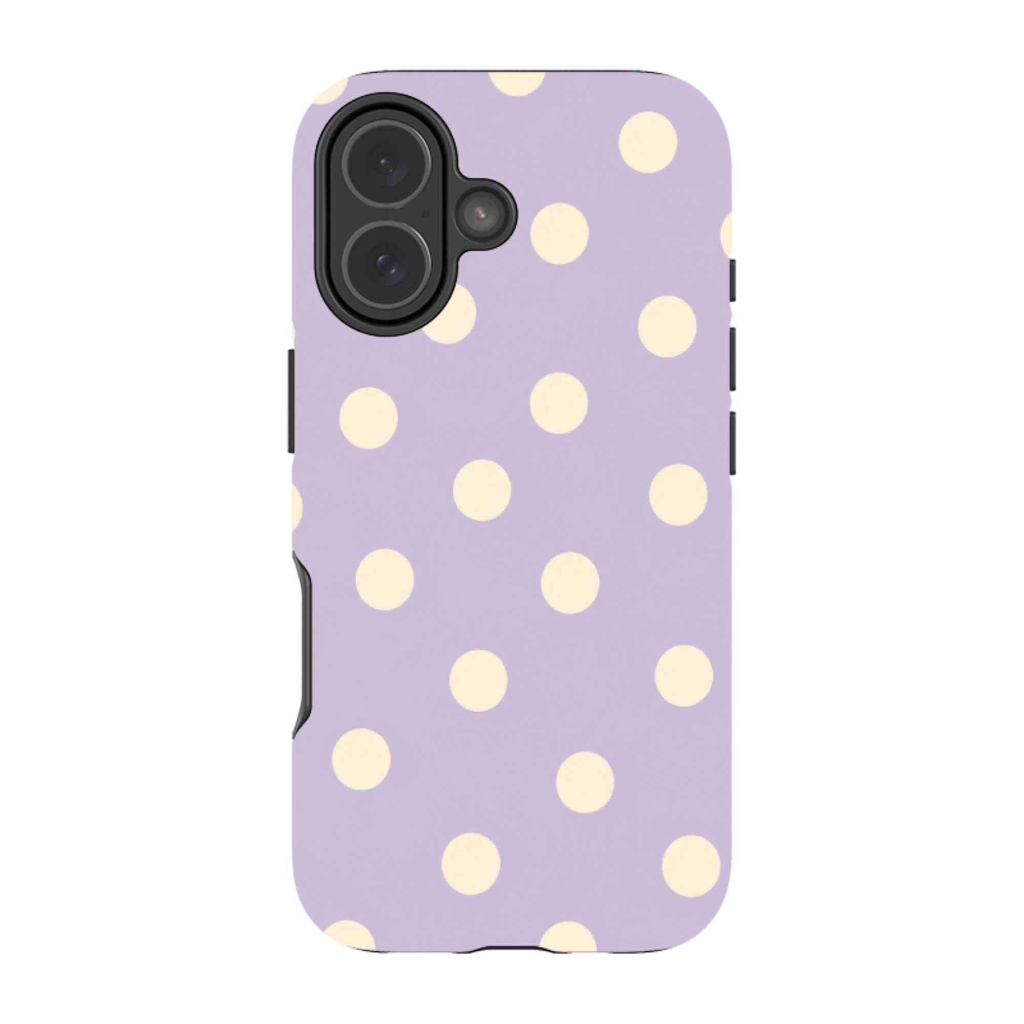 iPhone Tough Case - Pastel Purple & Cream Polka Dot