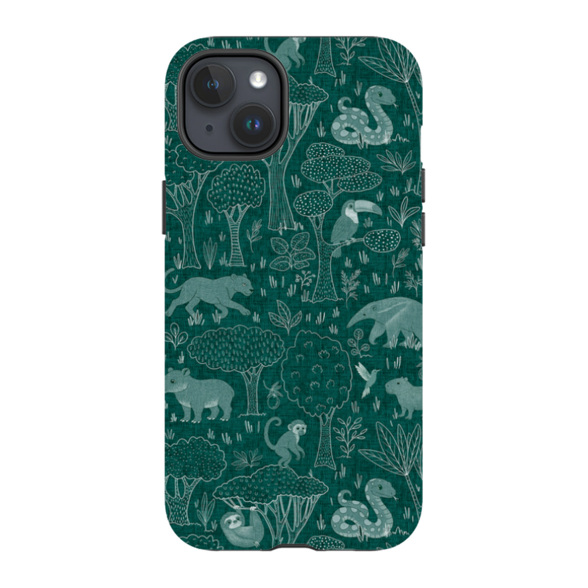 iPhone Tough Case - Tropical Jungle Animals teal By Katherine Quinn