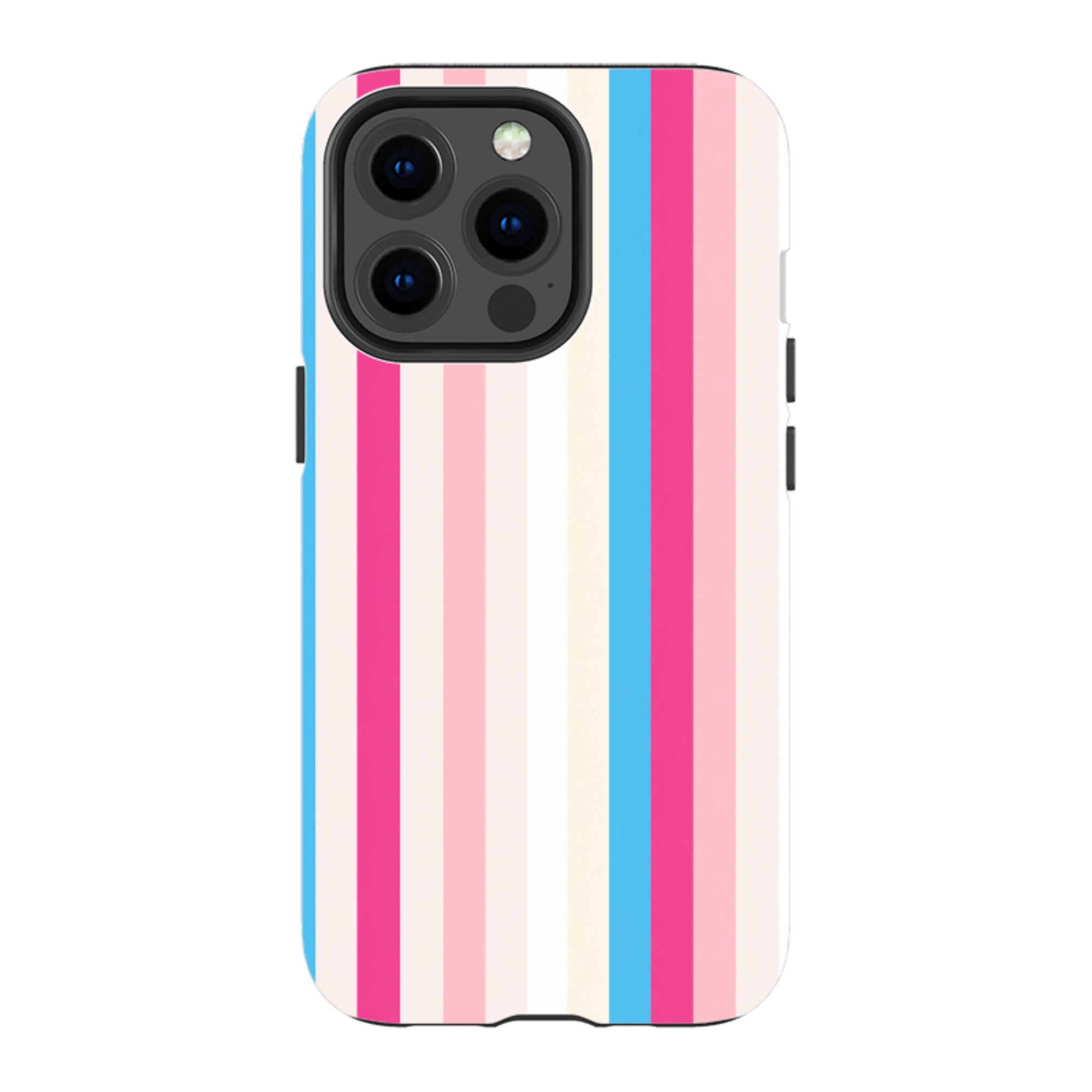 iPhone Tough Case - Pink, Blue & Cream Stripe
