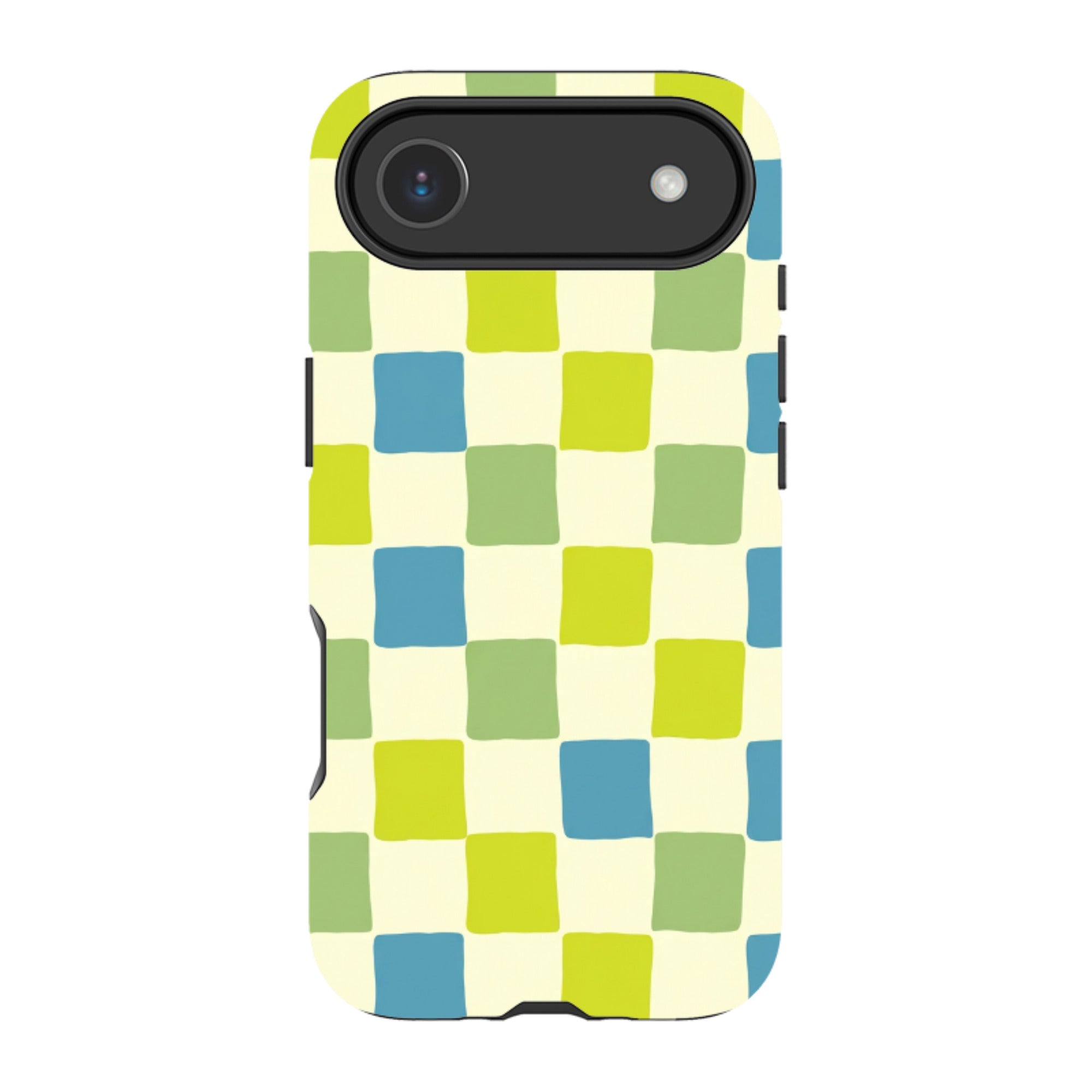 iPhone MagSafe Tough Case - Lime Green & Blue Checkerboard