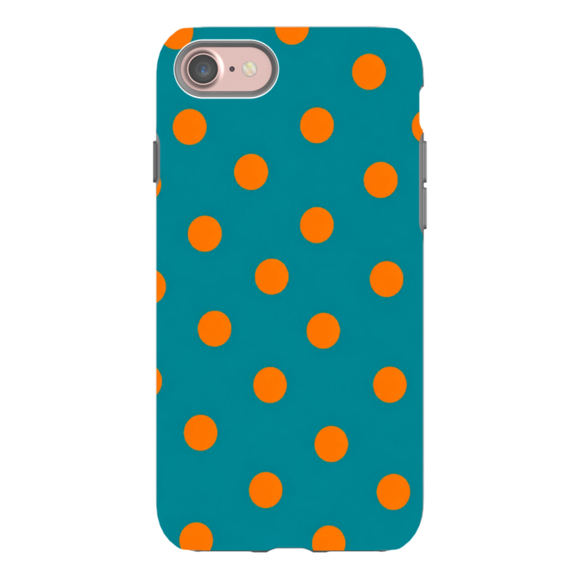 iPhone Tough Case - Teal & Orange Polka Dot