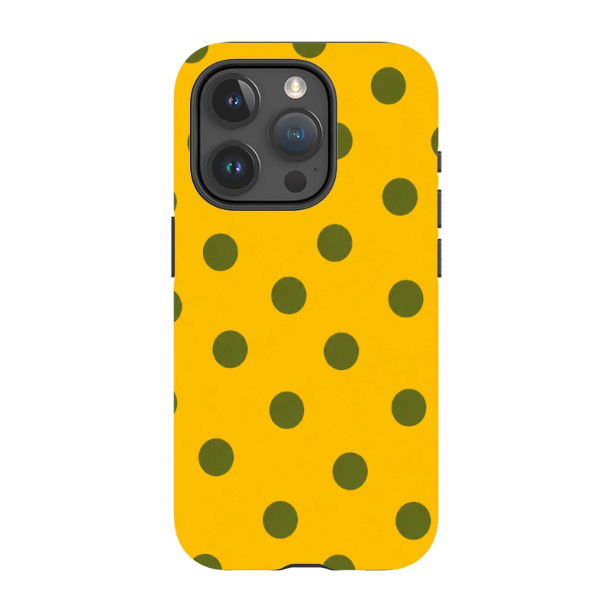 iPhone MagSafe Tough Case - Mustard Yellow & Olive Green Polka Dot