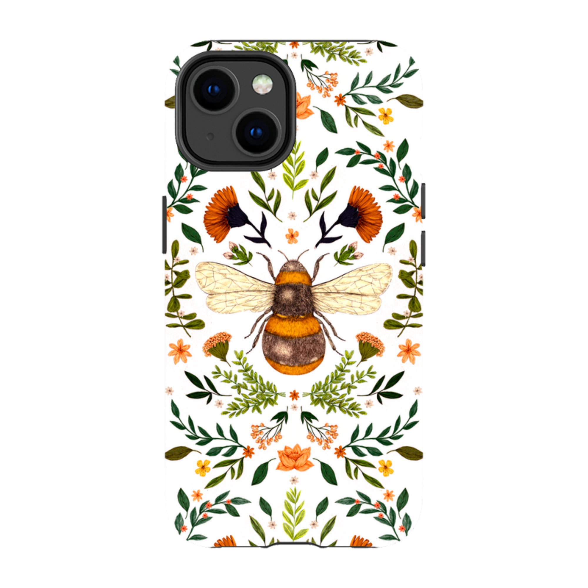 iPhone MagSafe Tough Case -  Botanical Bee White By Jade Mosinski