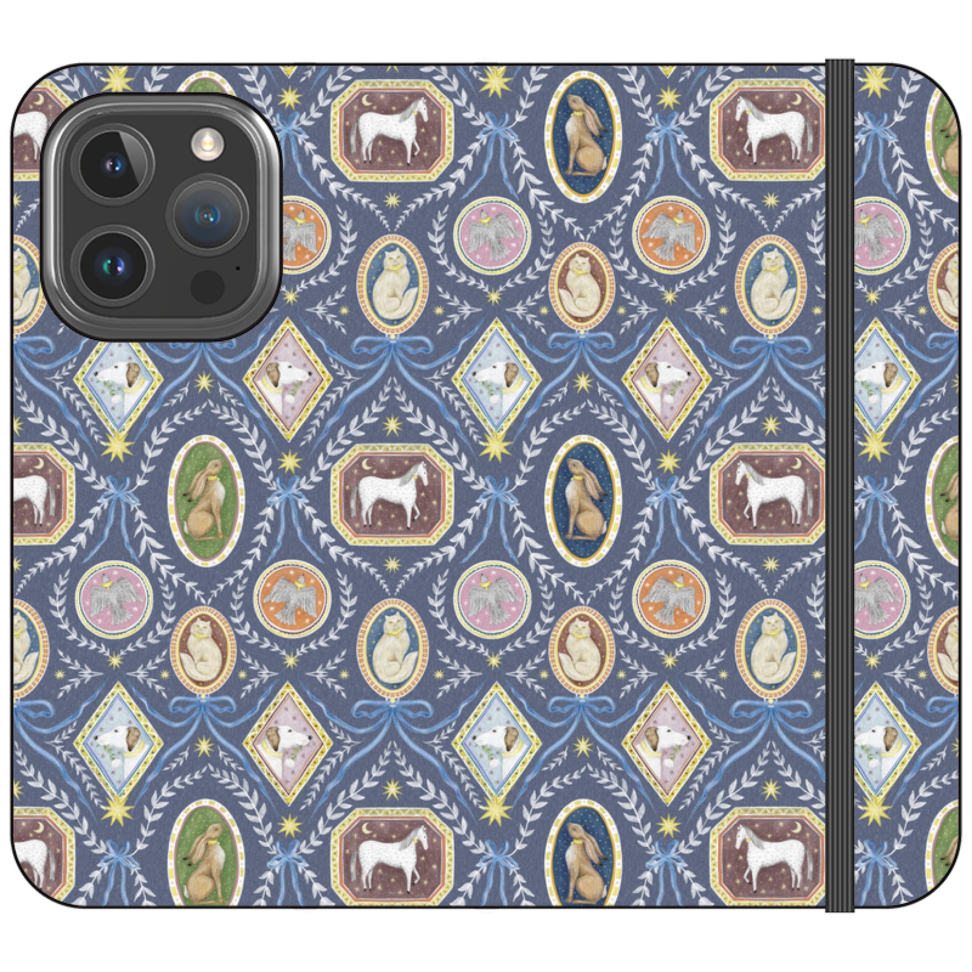 Charleston Dusk Blue Wallet Case By Catherine Rowe