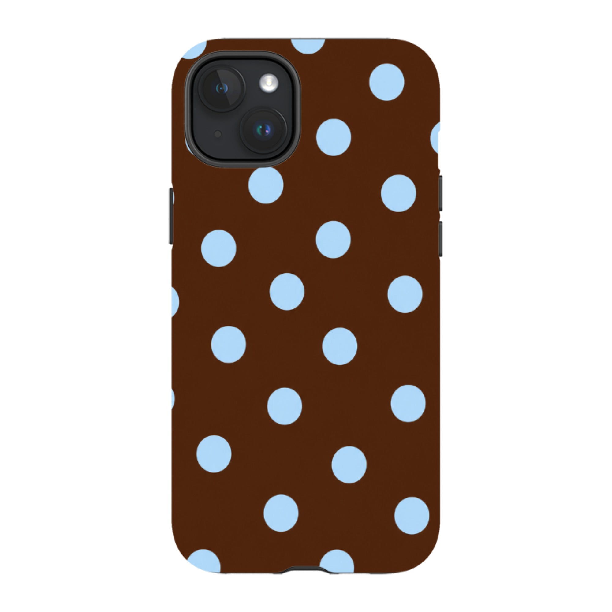 iPhone MagSafe Tough Case - Chocolate Brown & Baby Blue Polka Dot