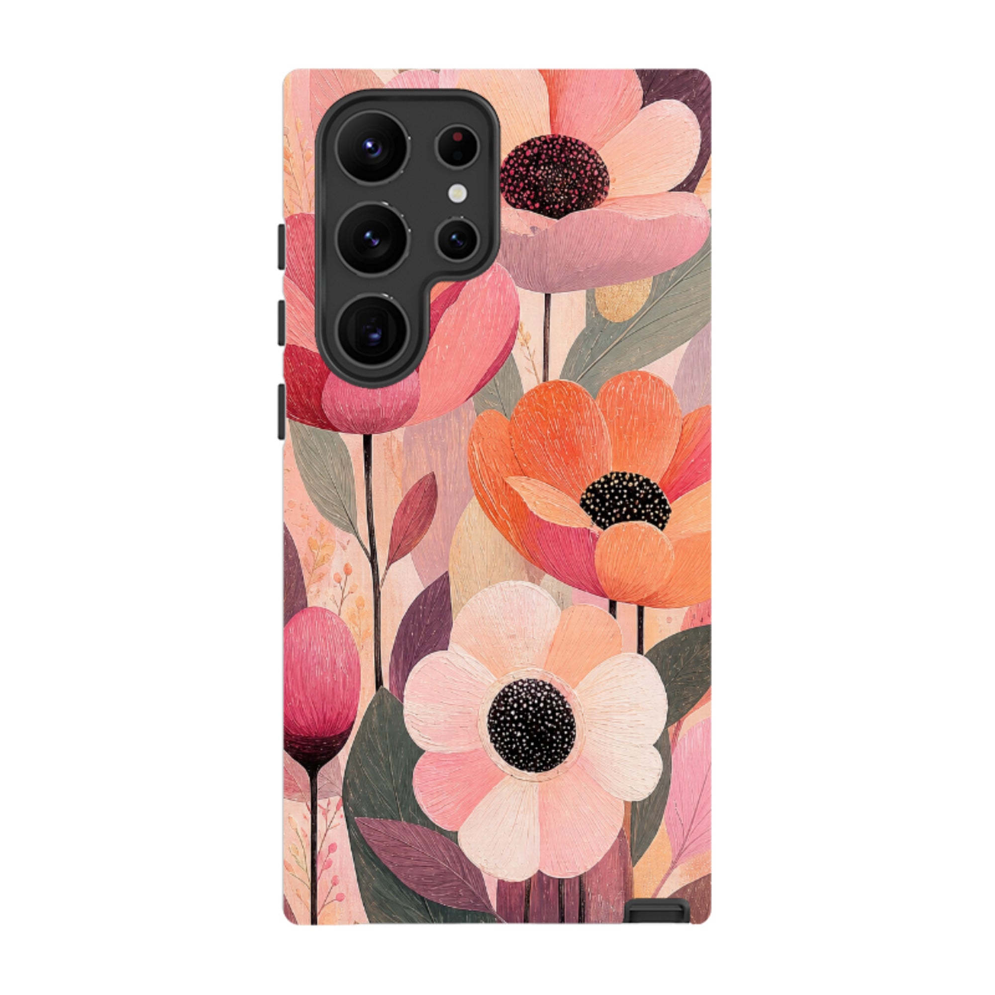 Samsung Tough Case - Peach Woodgrain Floral
