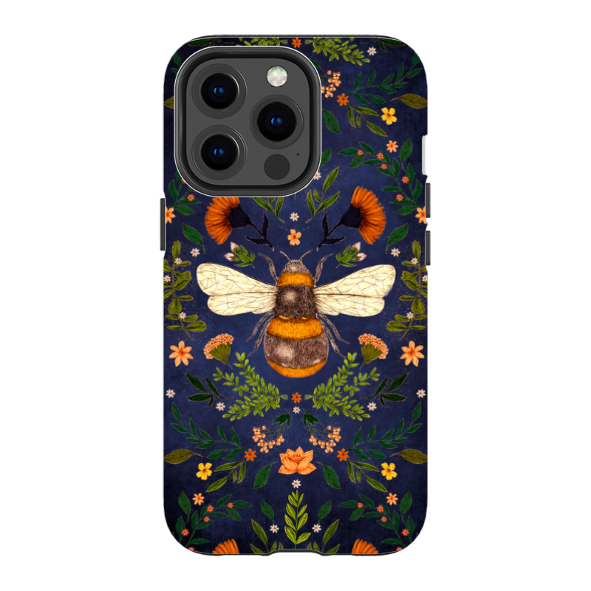iPhone Tough Case - Botanical Bee Blue By Jade Mosinski
