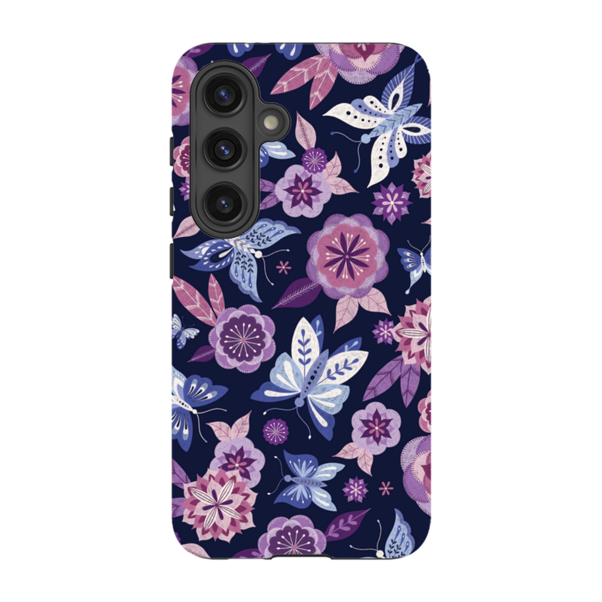 Samsung Tough Case - Butterfly Blooms Navy By Jenny Zemanek