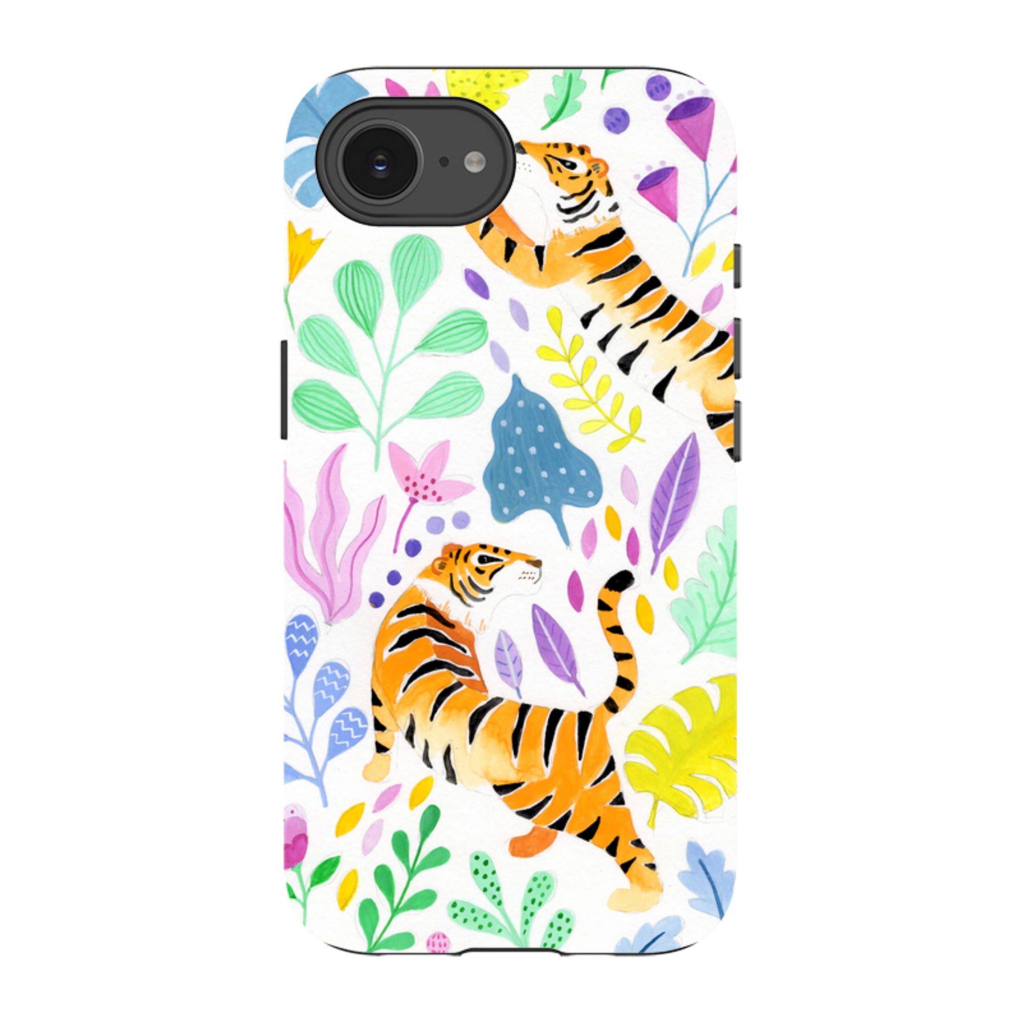 iPhone Tough Case - Tigers And Flowers By Bex Parkin