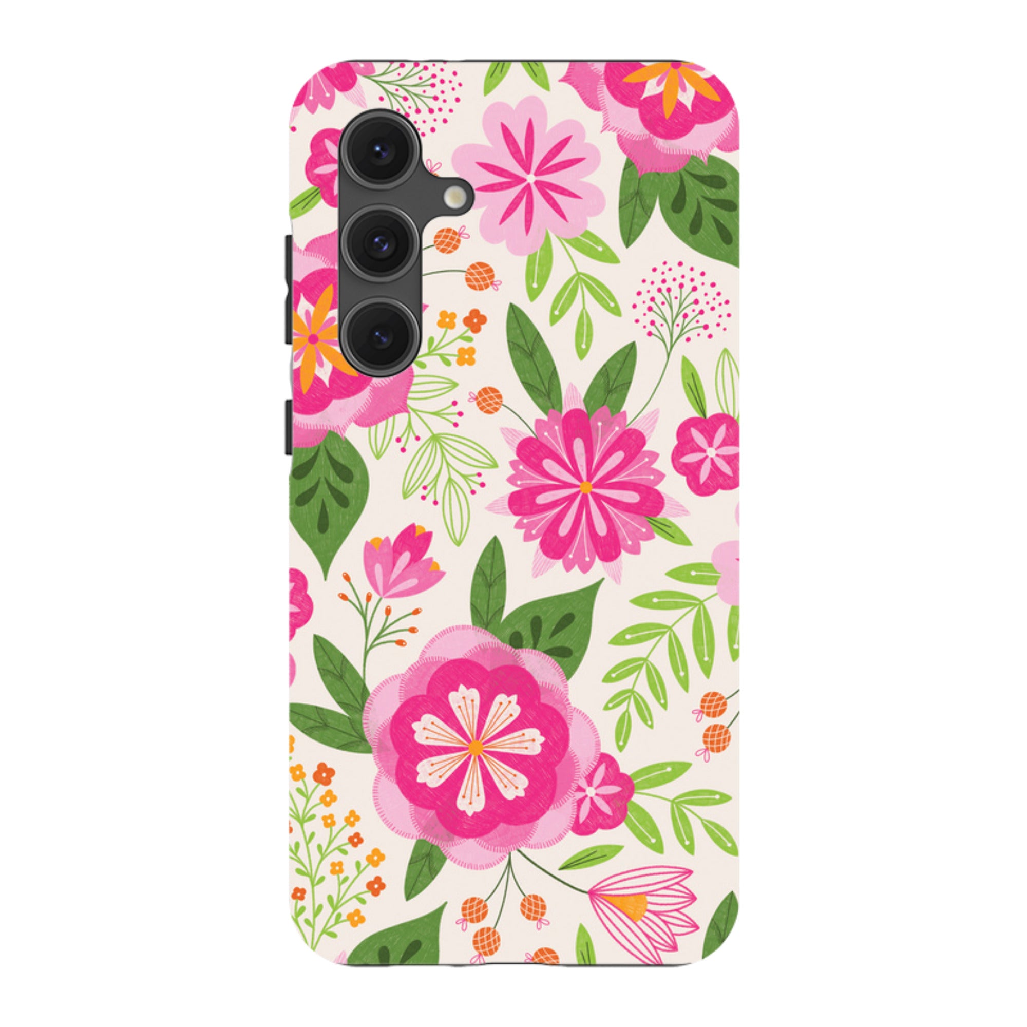 Samsung Tough Case - Big Bold Blooms Ivory By Jenny Zemanek