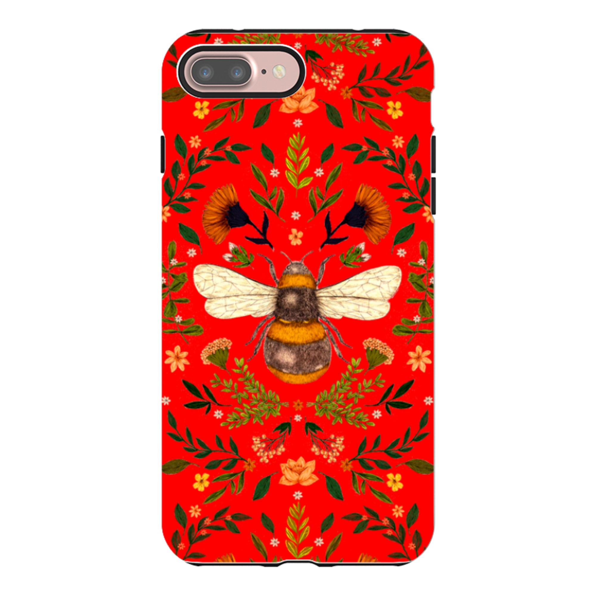 iPhone Tough Case - Botanical Bee Red By Jade Mosinski