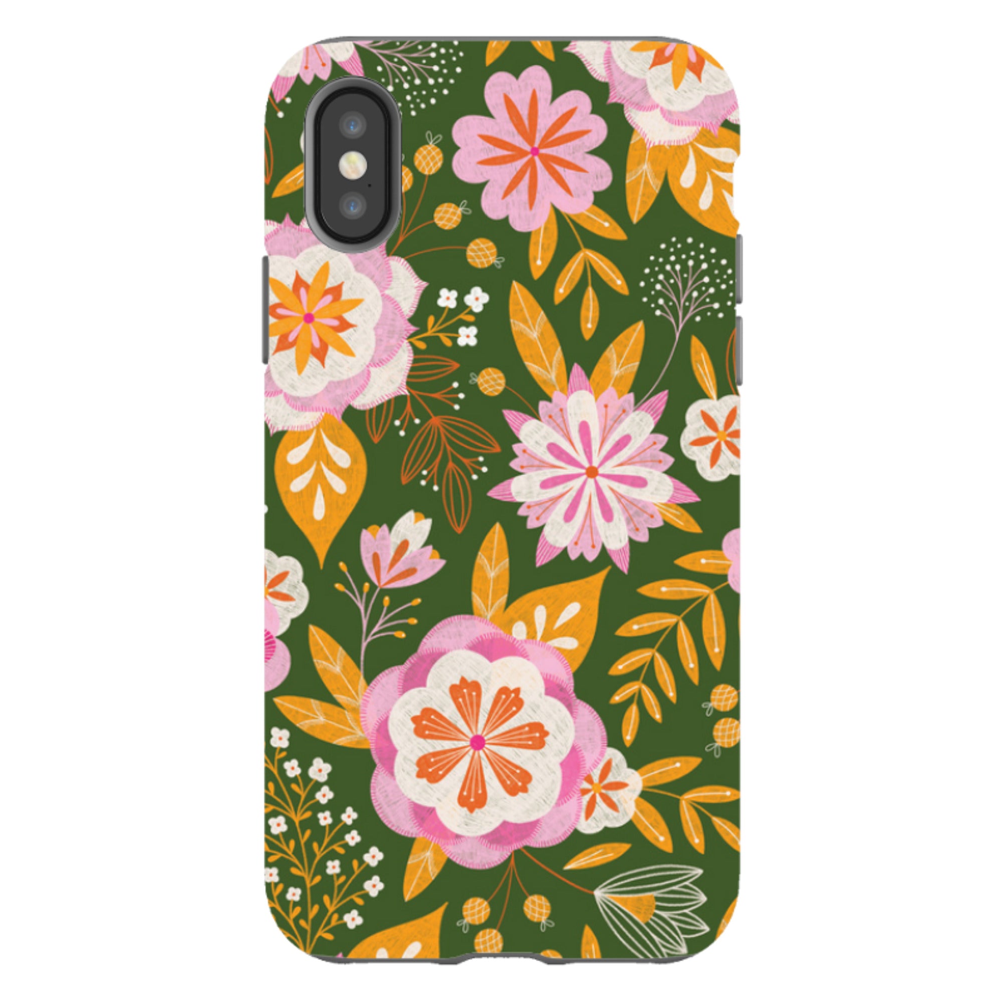 iPhone Tough Case - Big Bold Blooms Green By Jenny Zemanek