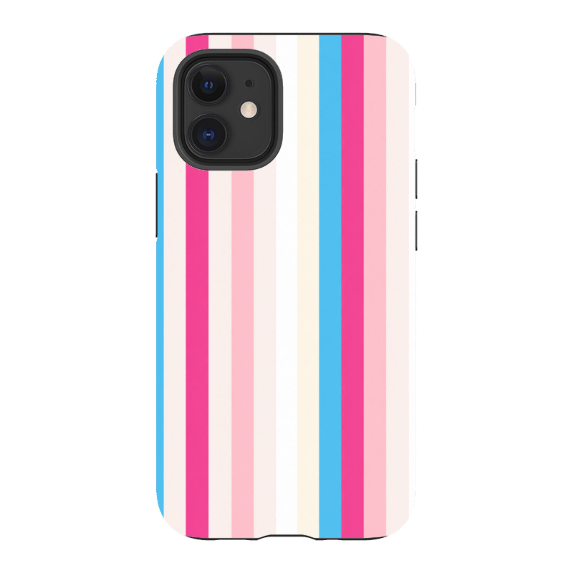 iPhone Tough Case - Pink, Blue & Cream Stripe