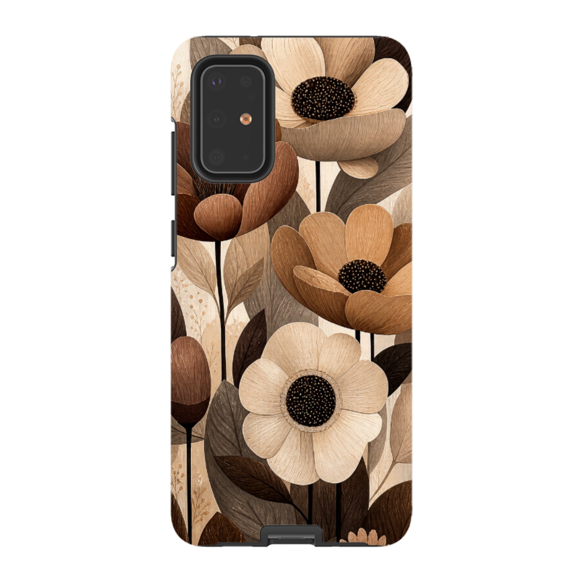 Samsung Tough Case - Chocolate Woodgrain Floral