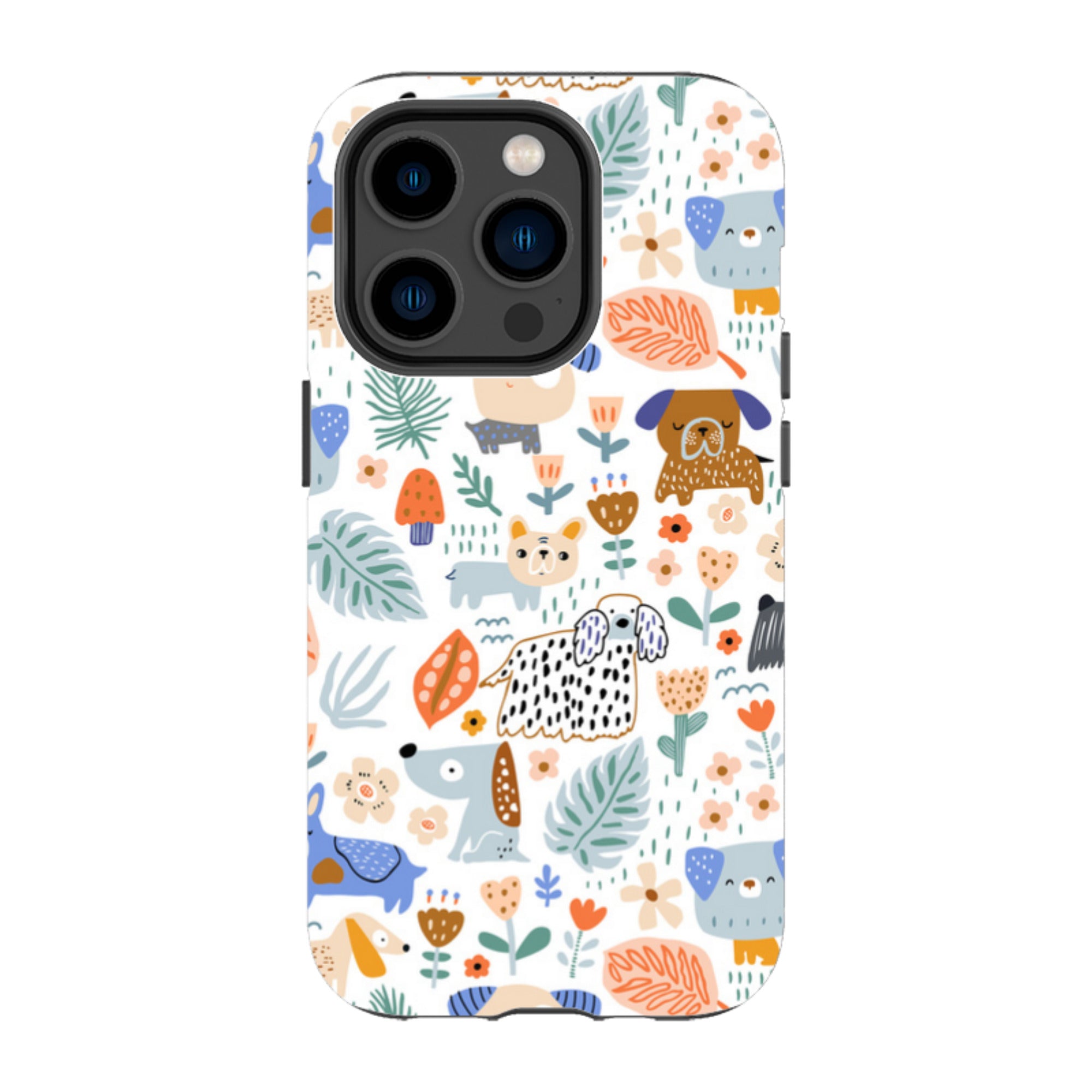 iPhone Tough Case - Dog Floral Pattern