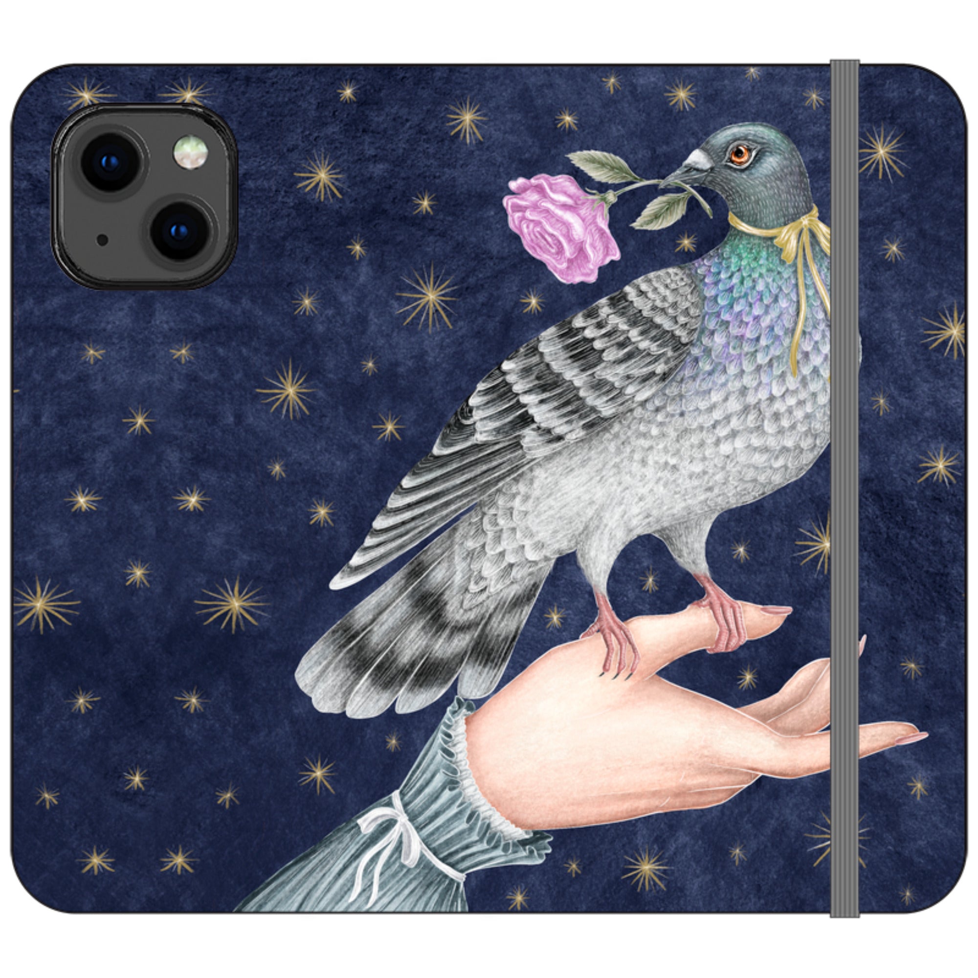 Pigeon With Rose Wallet Case By Catherine Rowe