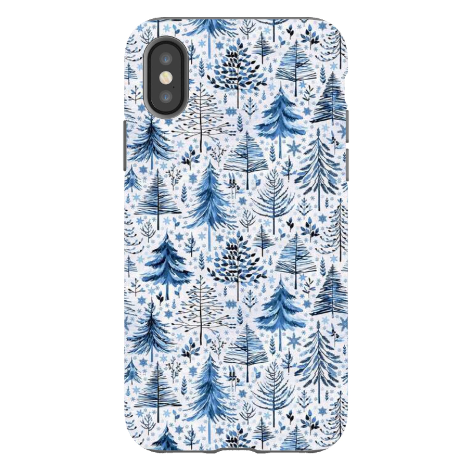 iPhone Tough Case - Blue Xmas Trees By Elisabeth Haager