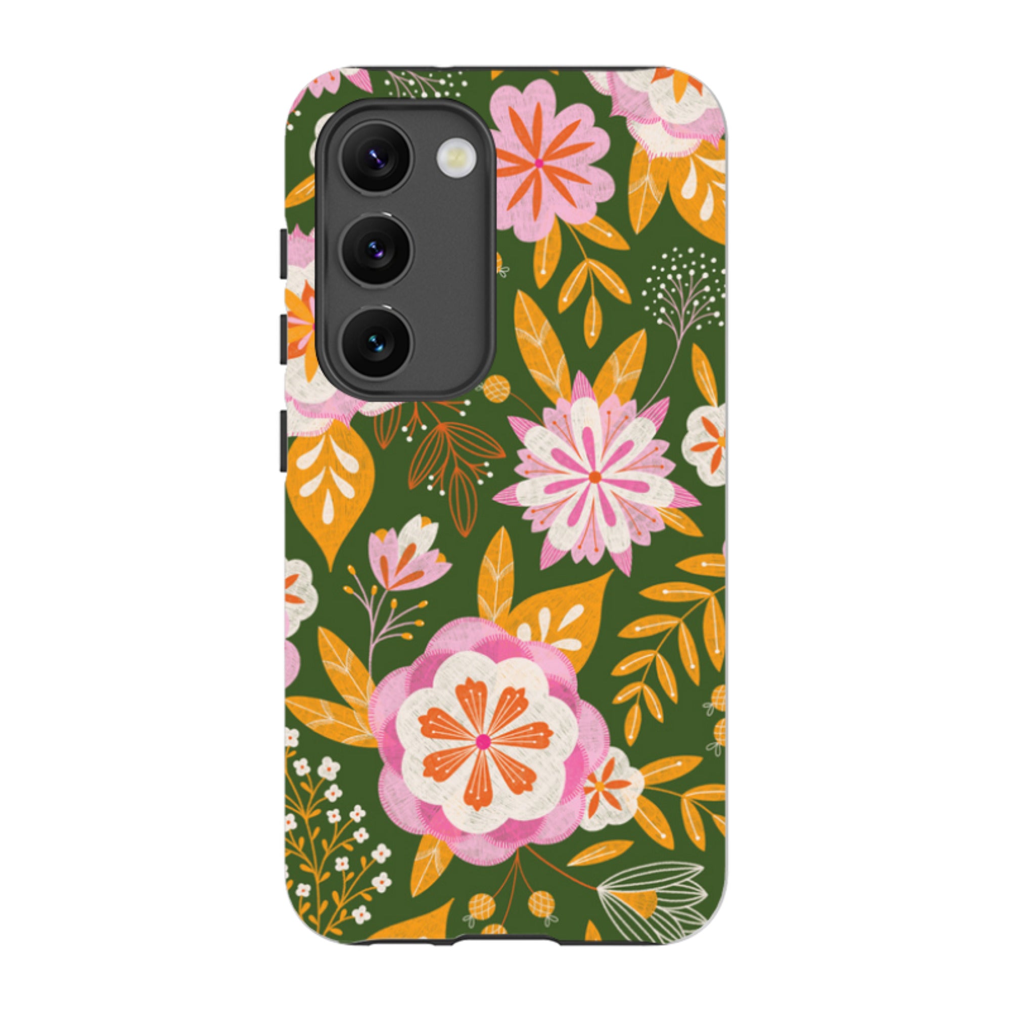 Samsung Tough Case - Big Bold Blooms Green By Jenny Zemanek