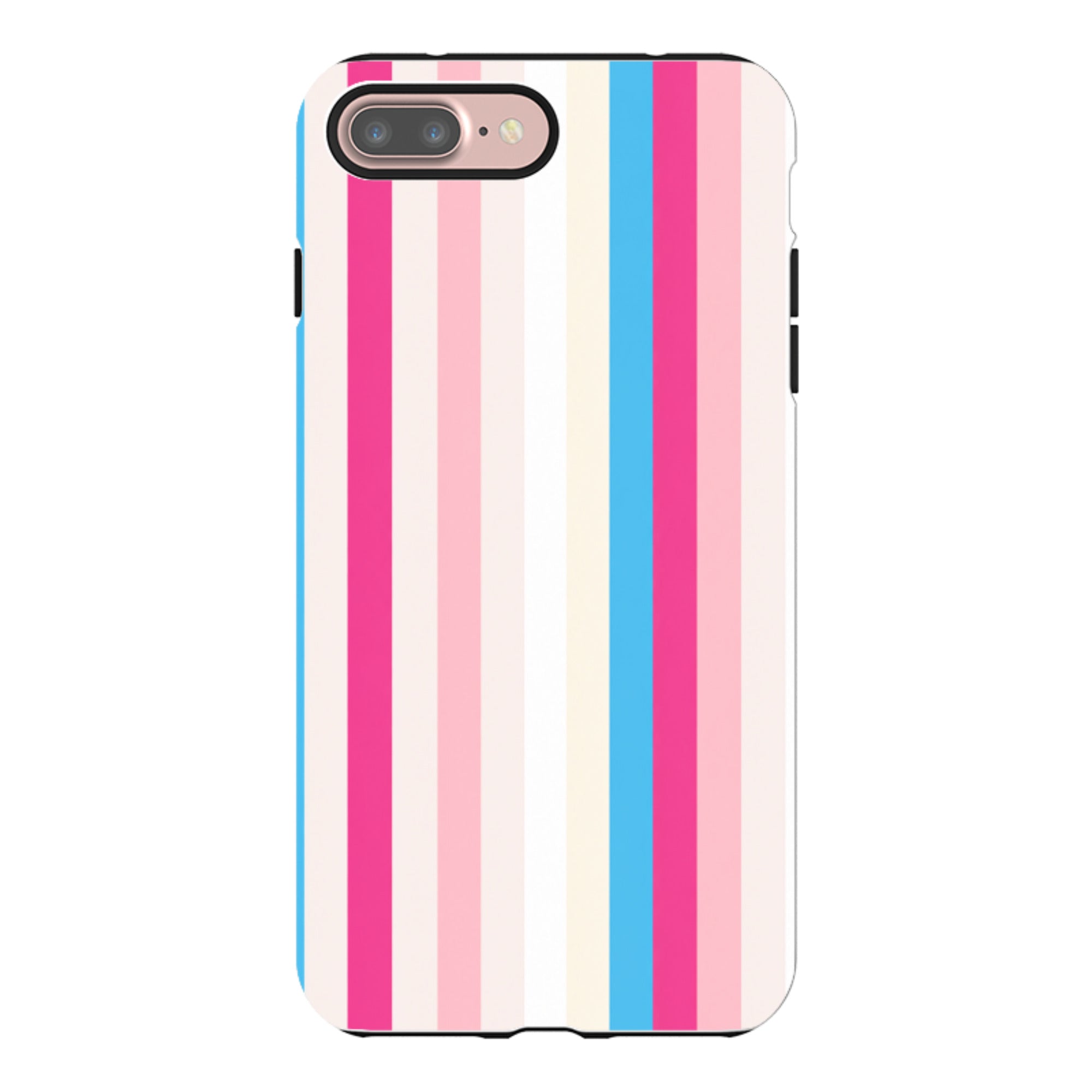 iPhone Tough Case - Pink, Blue & Cream Stripe