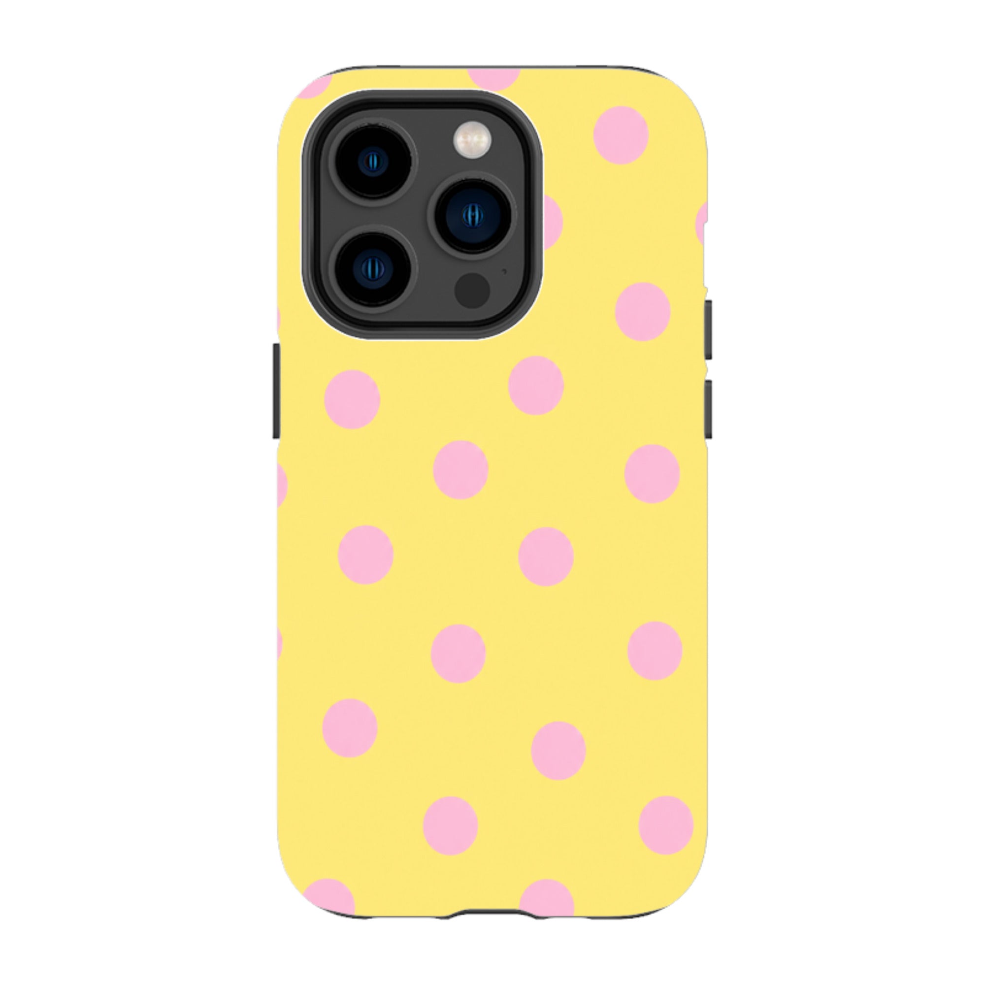 iPhone Tough Case - Yellow & Pink Polka Dot