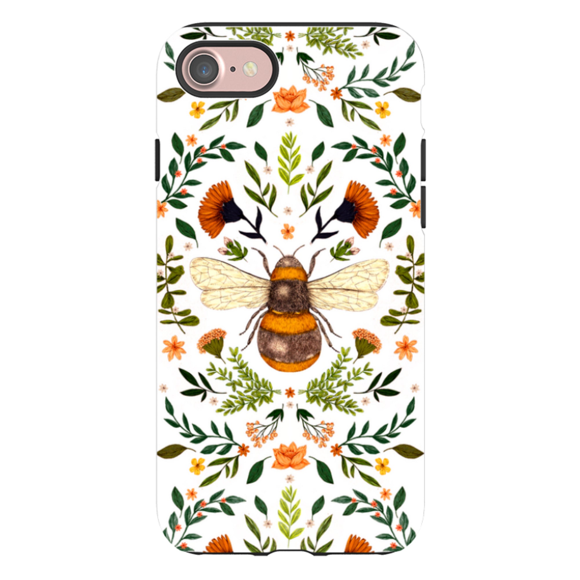 iPhone Tough Case - Botanical Bee White By Jade Mosinski