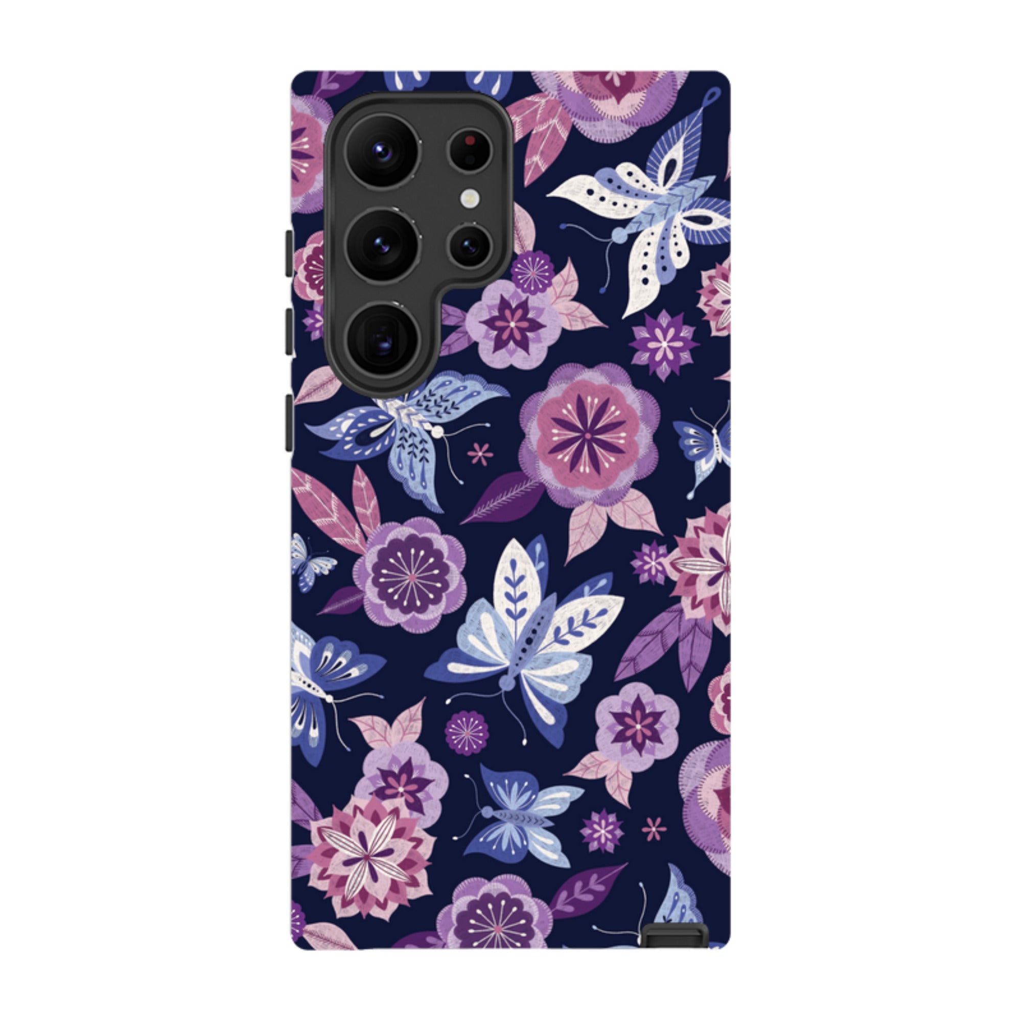 Samsung Tough Case - Butterfly Blooms Navy By Jenny Zemanek