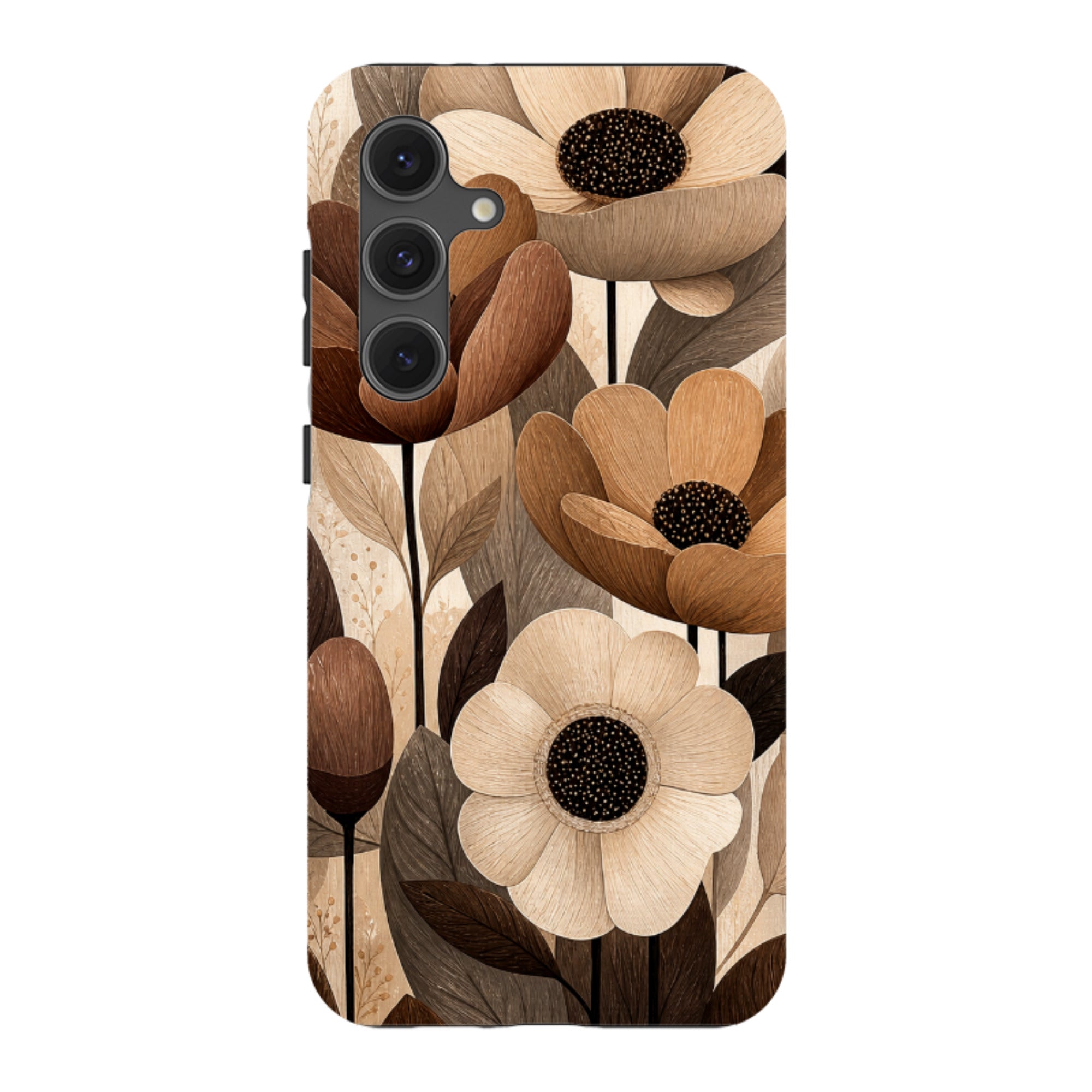 Samsung Tough Case - Chocolate Woodgrain Floral