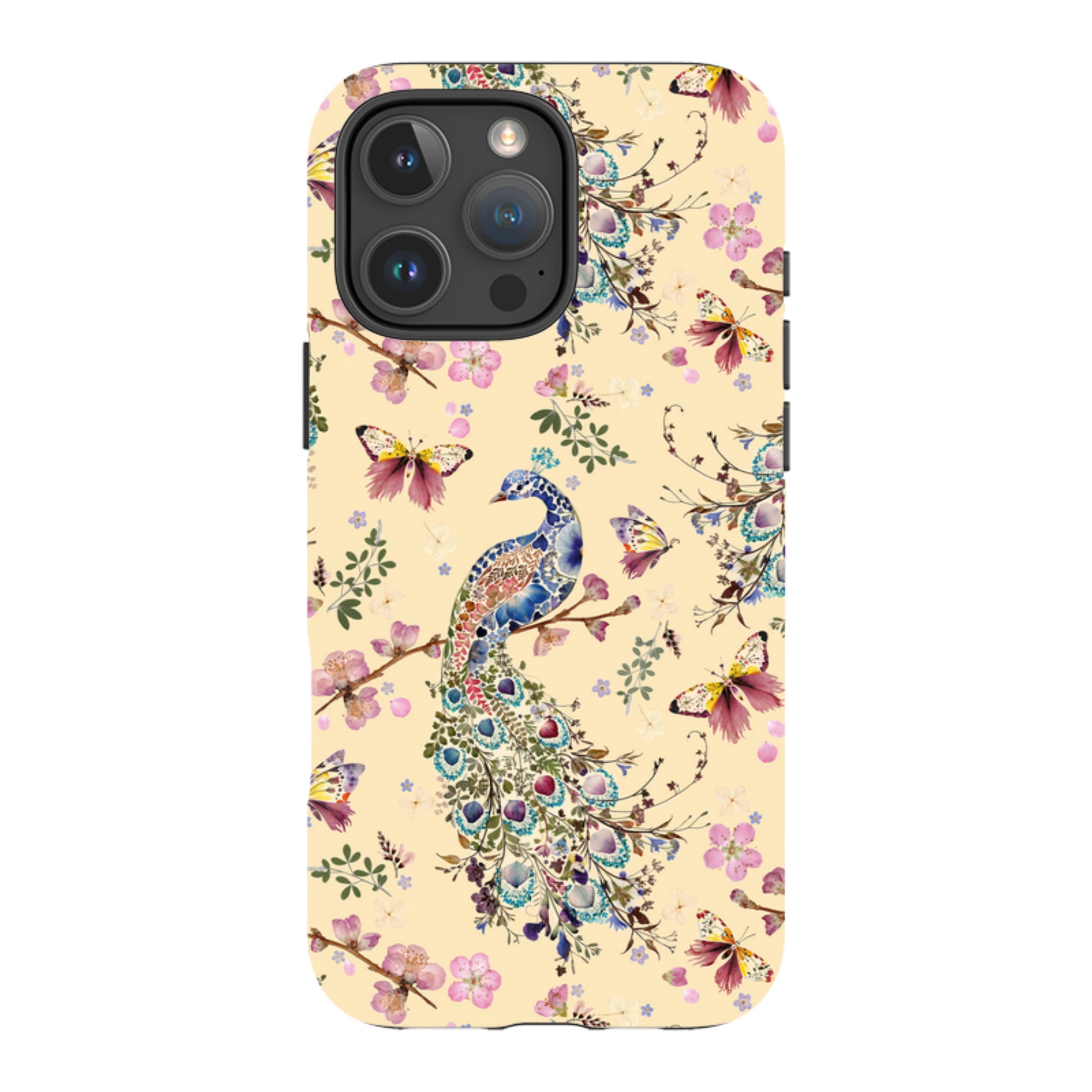iPhone Tough Case - Peacock and Cherry Blossoms Lilly By Helen Ahpornsiri