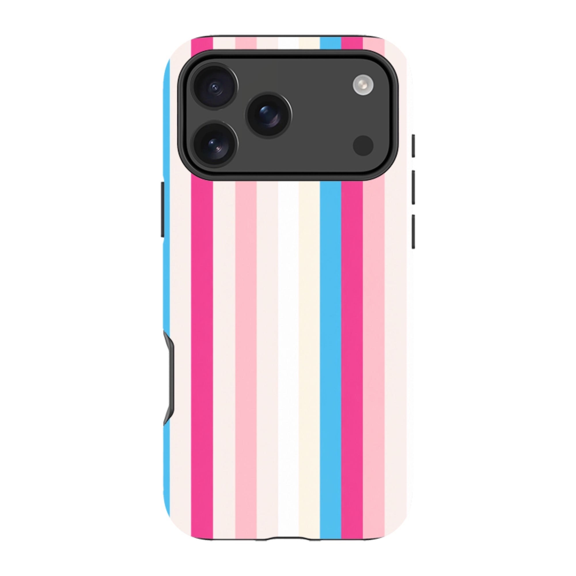 iPhone Tough Case - Pink, Blue & Cream Stripe