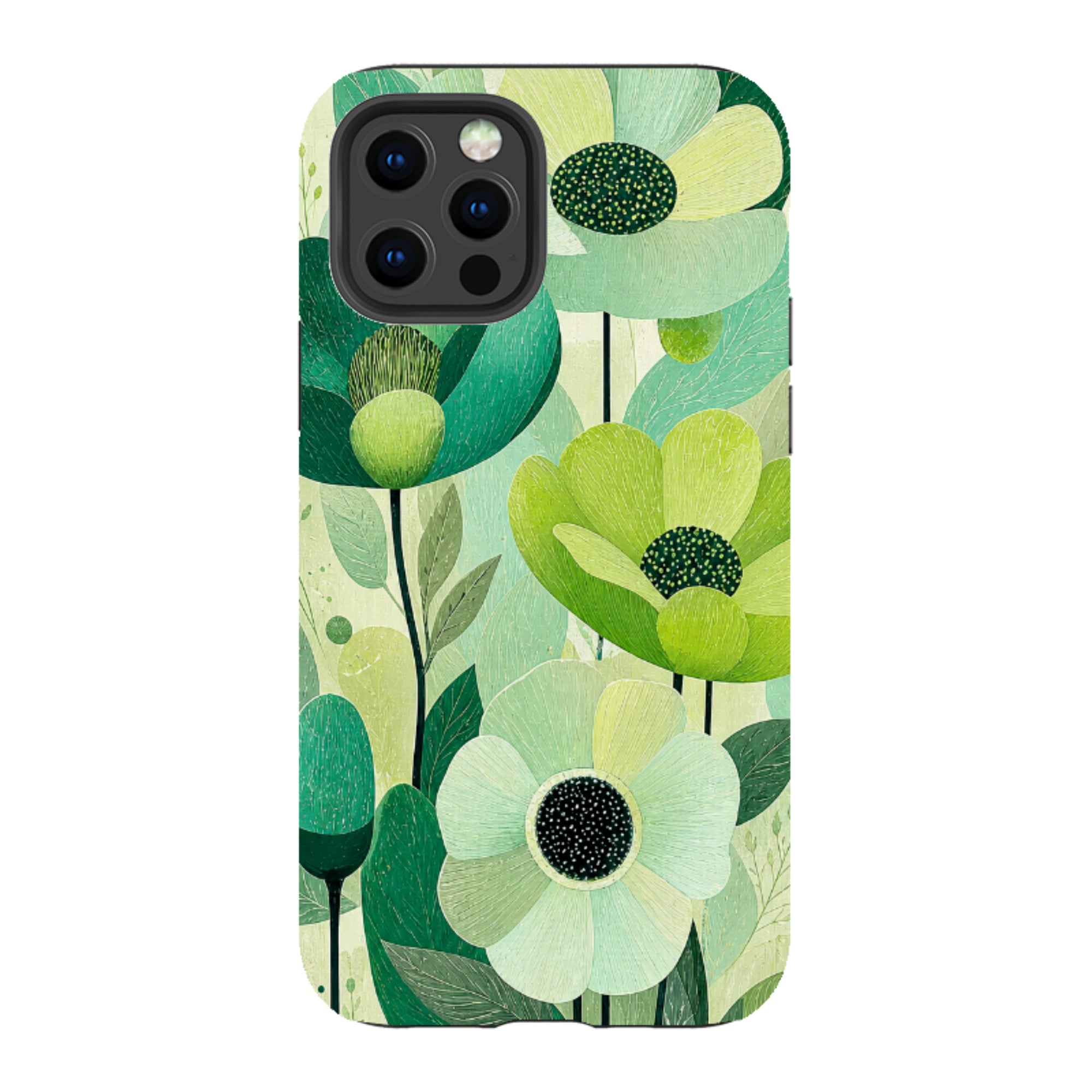 iPhone Tough Case - Mint Woodgrain Floral