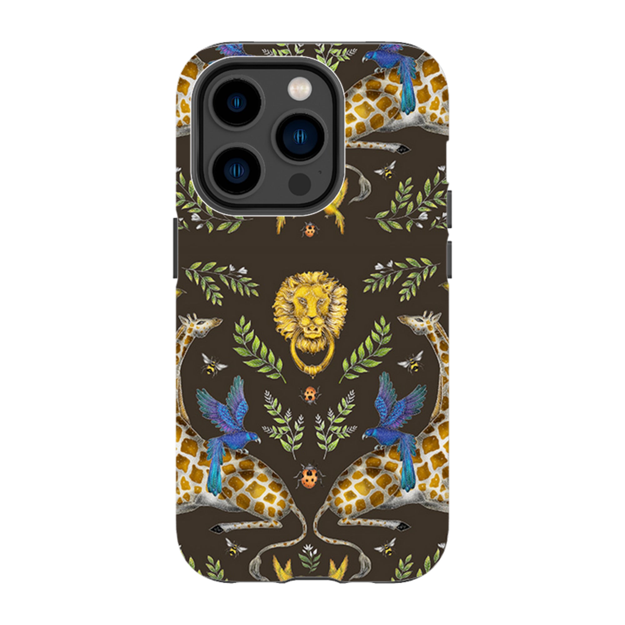 iPhone Tough Case - Giraffes Birds and Lion By Catherine Rowe