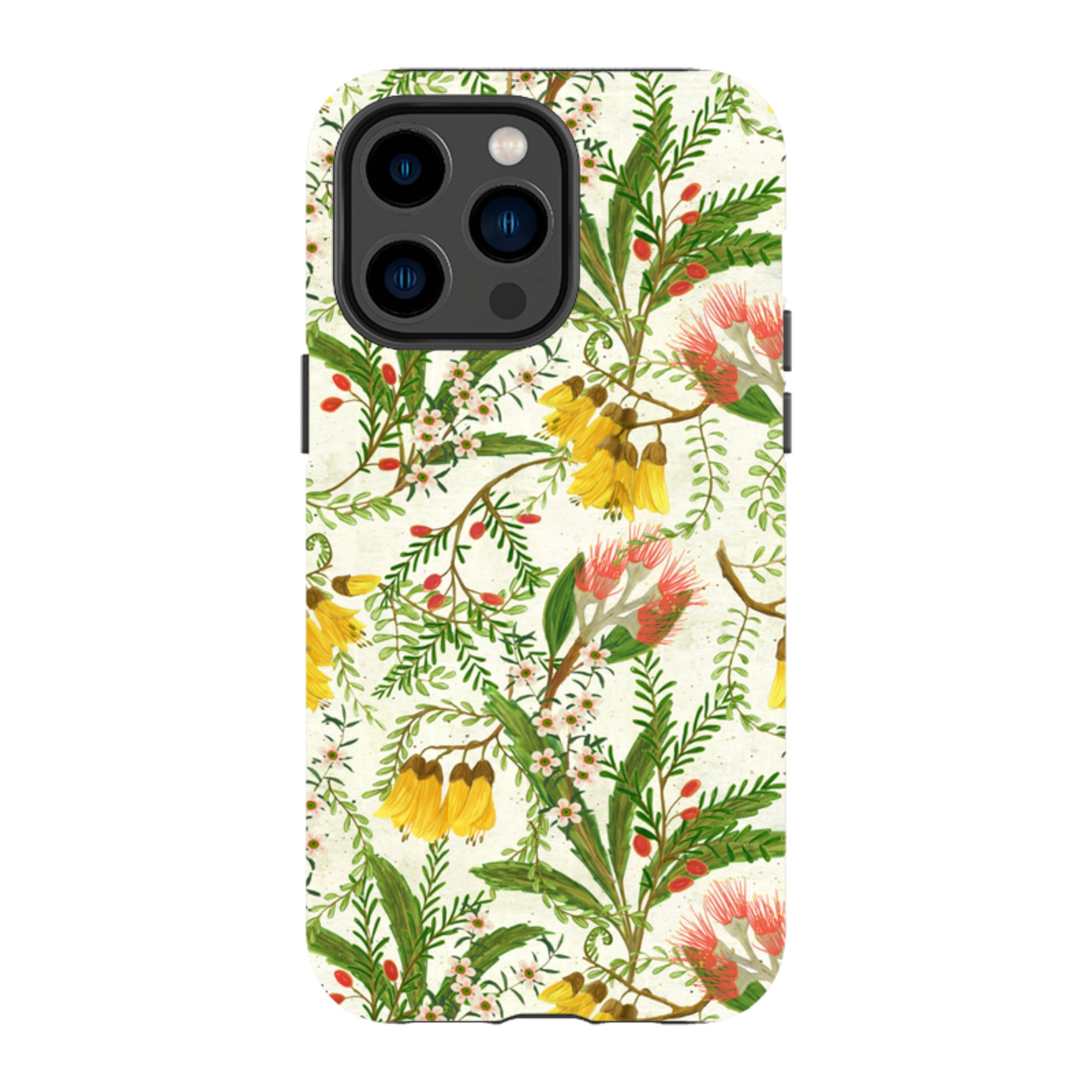 iPhone MagSafe Tough Case - Kowhai and Bottle Brush By Katherine Quinn