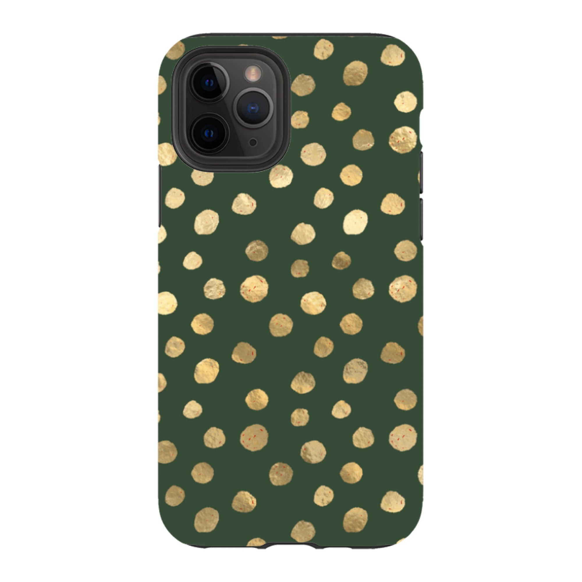 iPhone Tough Case - Green and Gold Dots