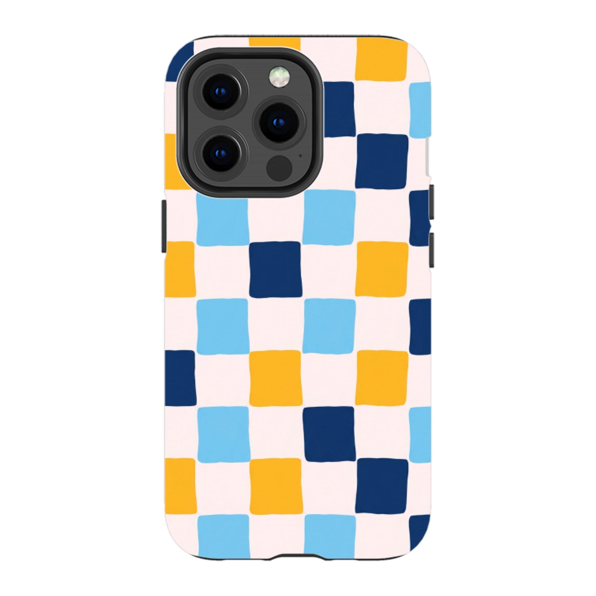 iPhone Tough Case - Blue & Yellow Checkerboard
