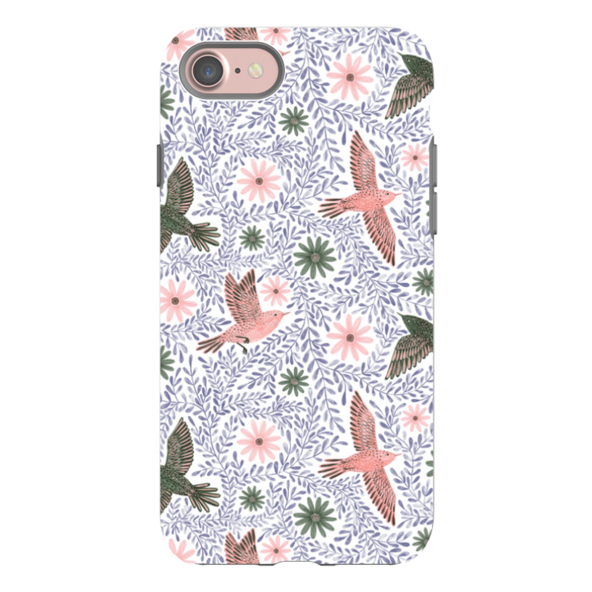 iPhone Tough Case - Bird Pattern Blue By Lee Foster Wilson