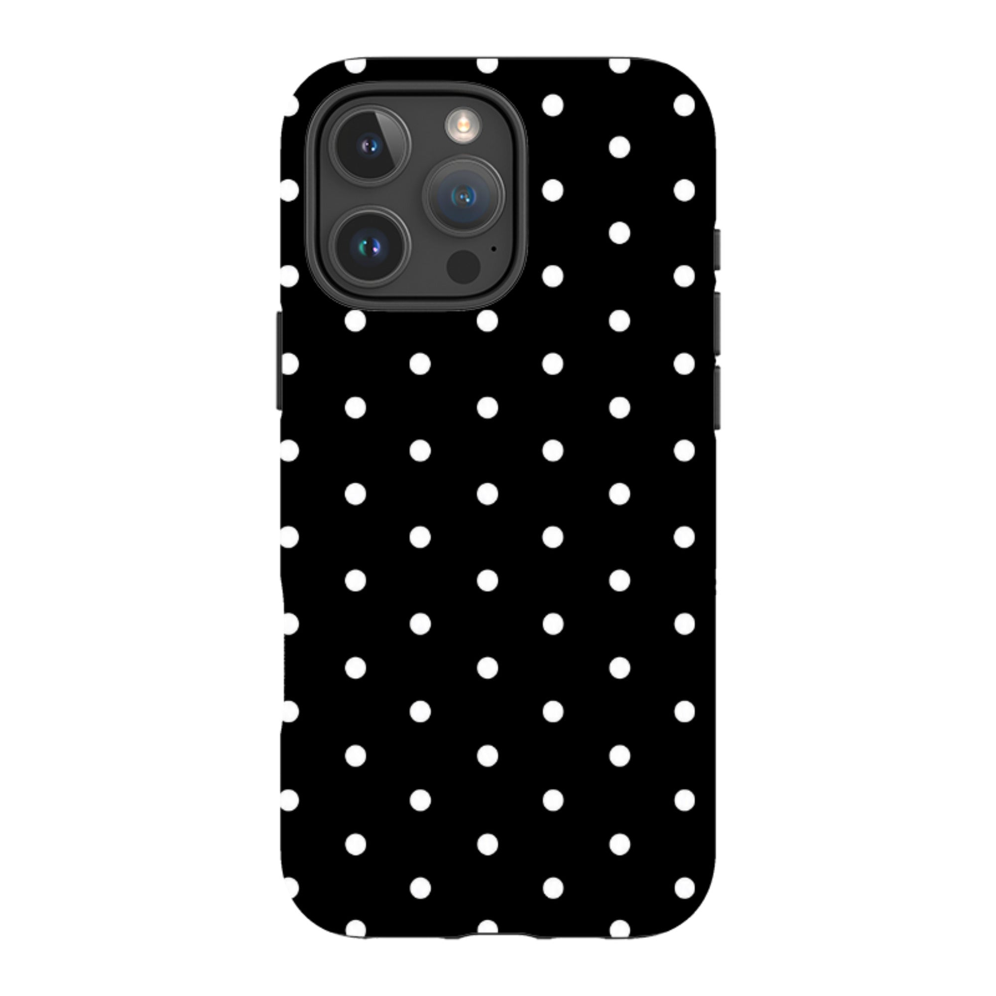 iPhone Tough Case - Black & White Polka Dot