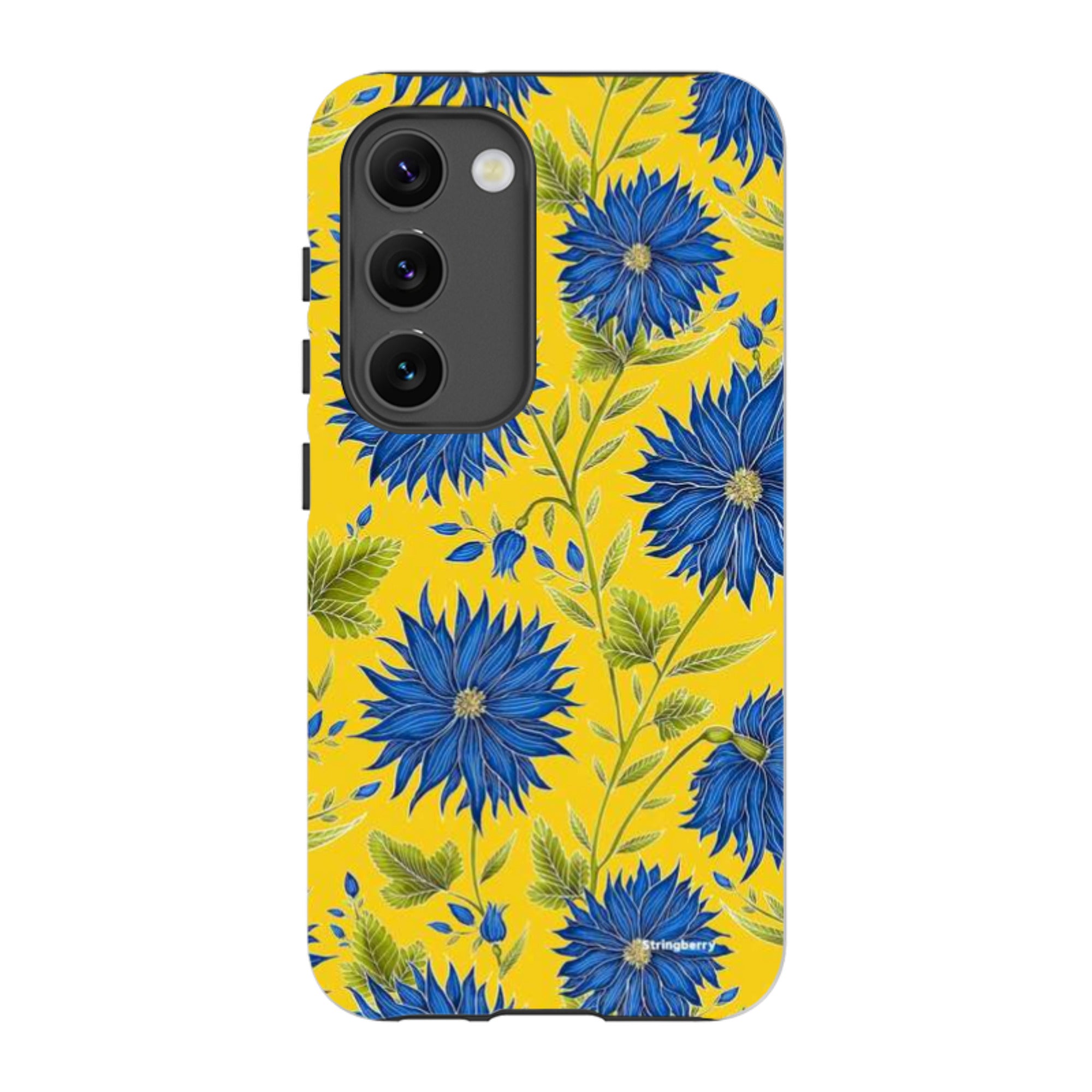 Samsung Tough Case - Blue Flowers Yellow By Catherine Rowe