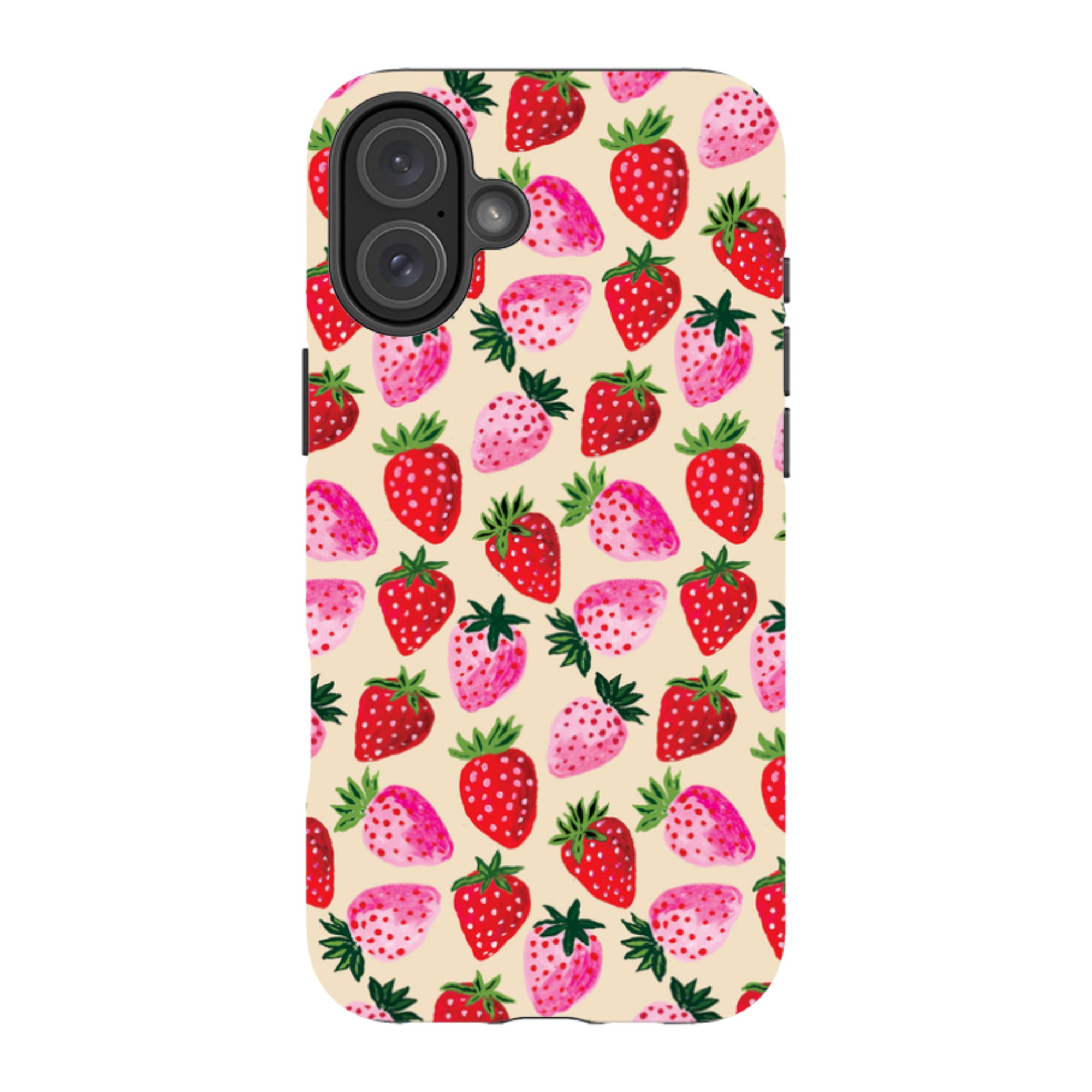 iPhone MagSafe Tough Case - Strawberry Scatter Cream By Emma Frances Grant
