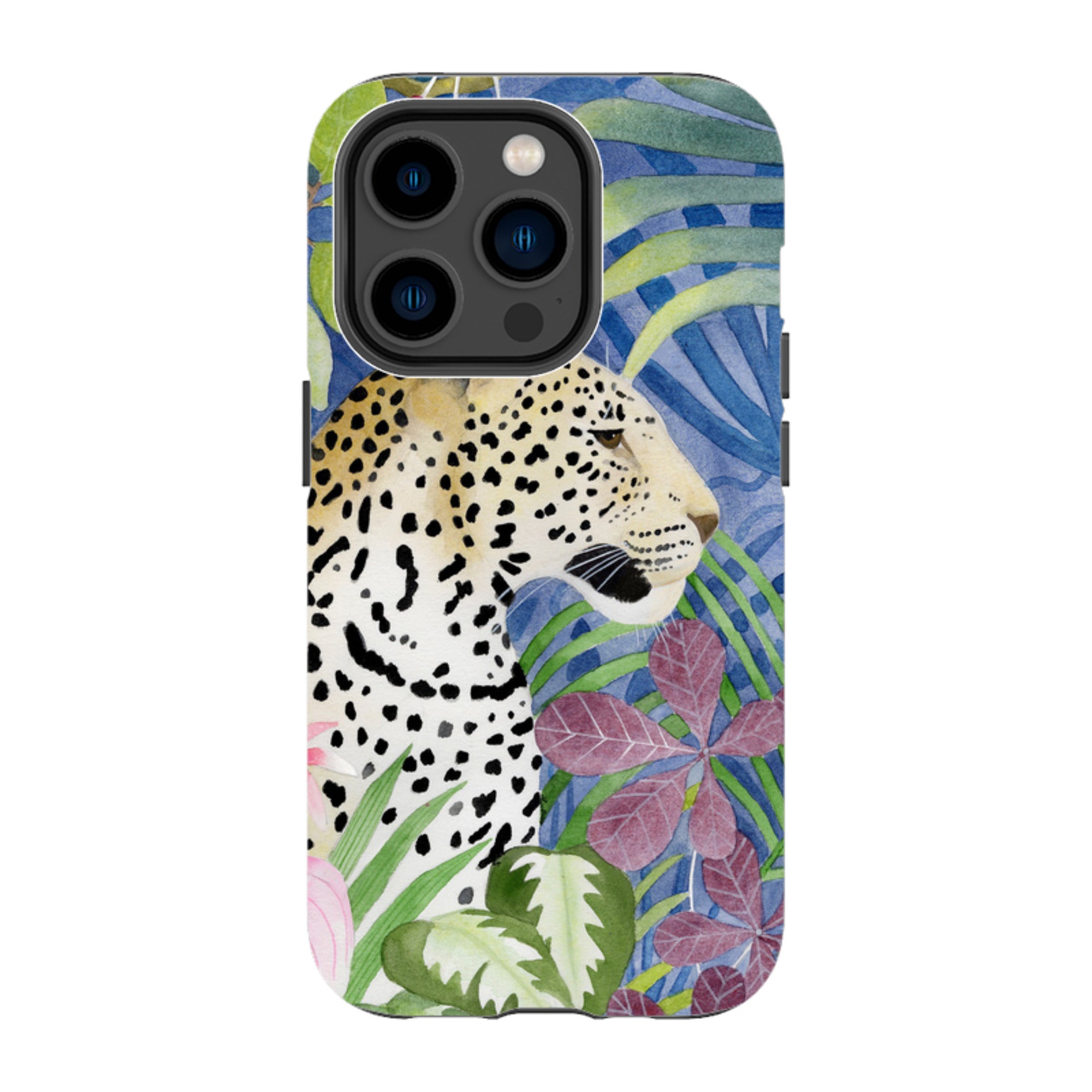 iPhone Tough Case - Blue Jungle Leopard By Bex Parkin